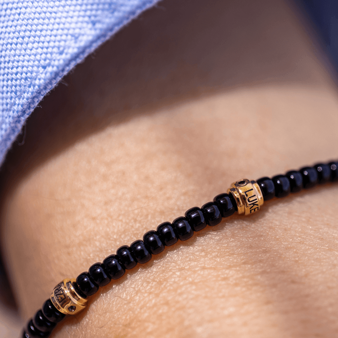 Engravable Beads String of Love with Birthstones - 14K Yellow Gold Bracelets magal-dev 