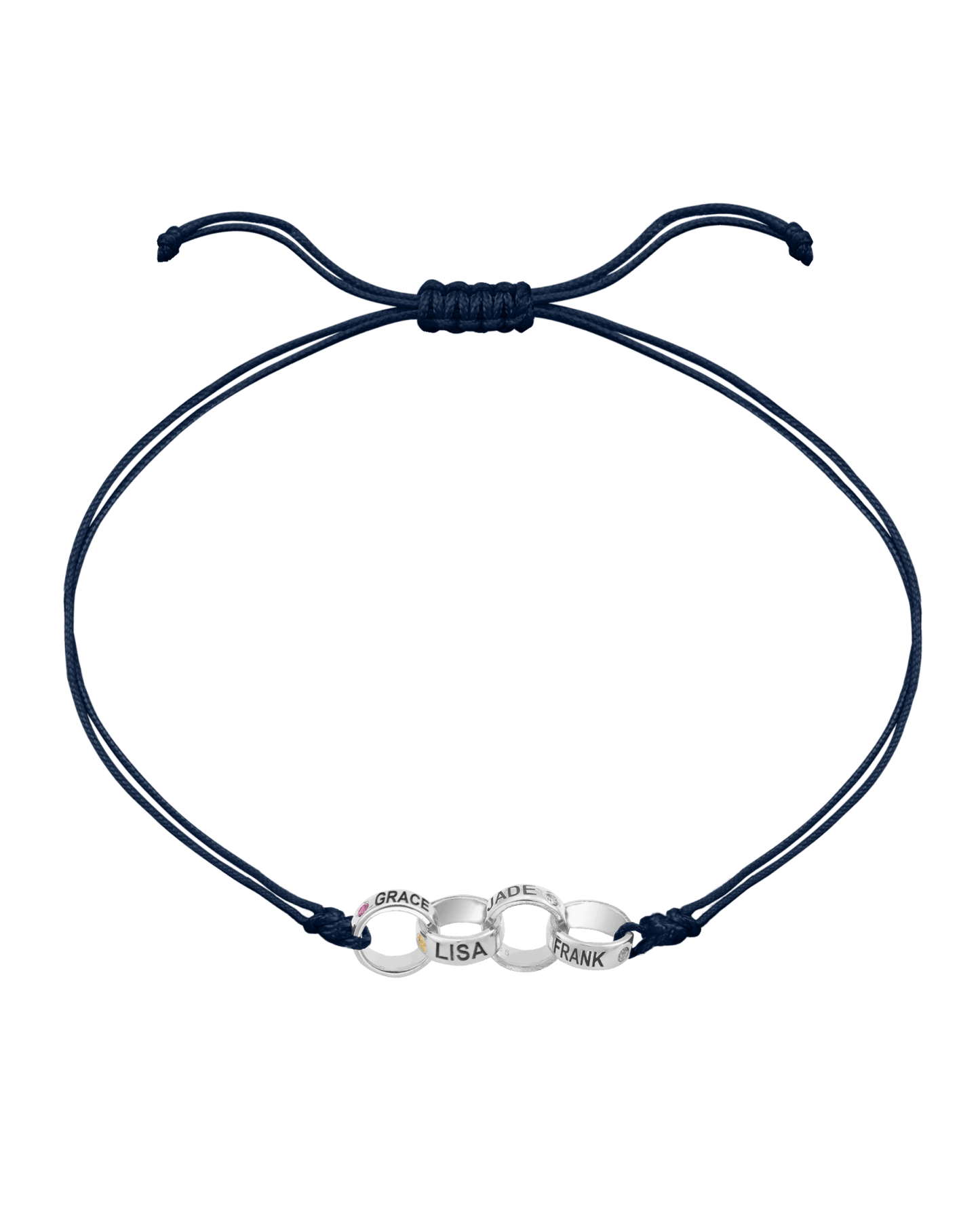 Engravable Links of Love - 14K White Gold Bracelets magal-dev 4 Navy Blue 