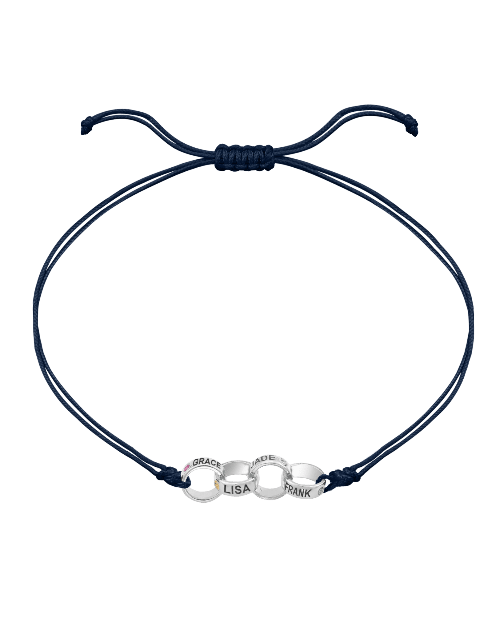 Engravable Links of Love - 14K White Gold Bracelets magal-dev 4 Navy Blue 