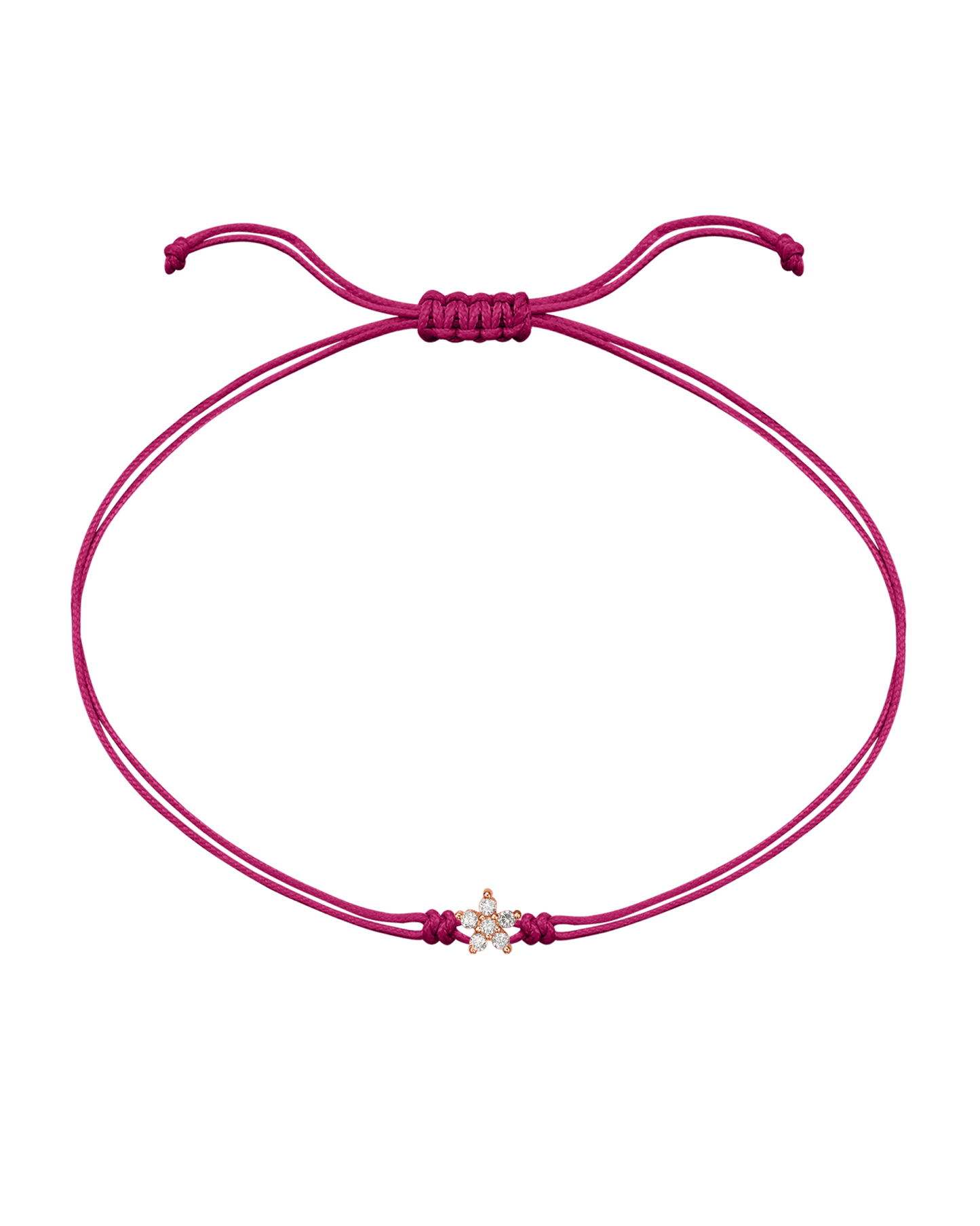 Flower Diamond String Of Love - 14K Rose Gold Bracelets 14K Solid Gold Pink 