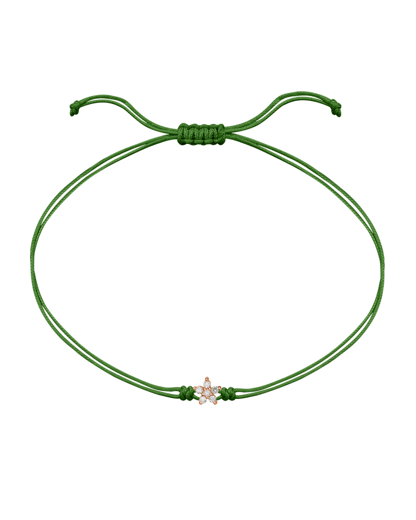 Flower Diamond String Of Love - 14K Rose Gold Bracelets 14K Solid Gold Green 