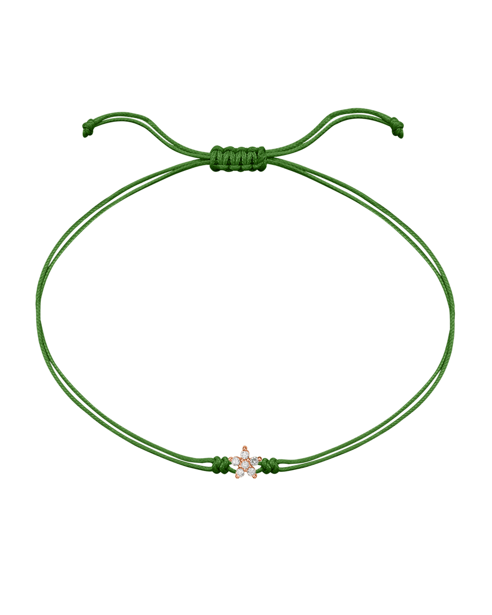Flower Diamond String Of Love - 14K Rose Gold Bracelets 14K Solid Gold Green 