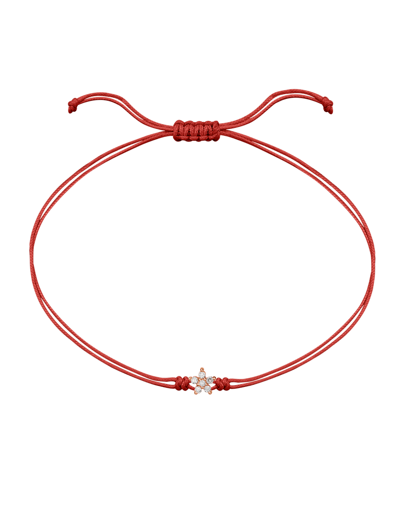 Flower Diamond String Of Love - 14K Rose Gold Bracelets 14K Solid Gold Red 