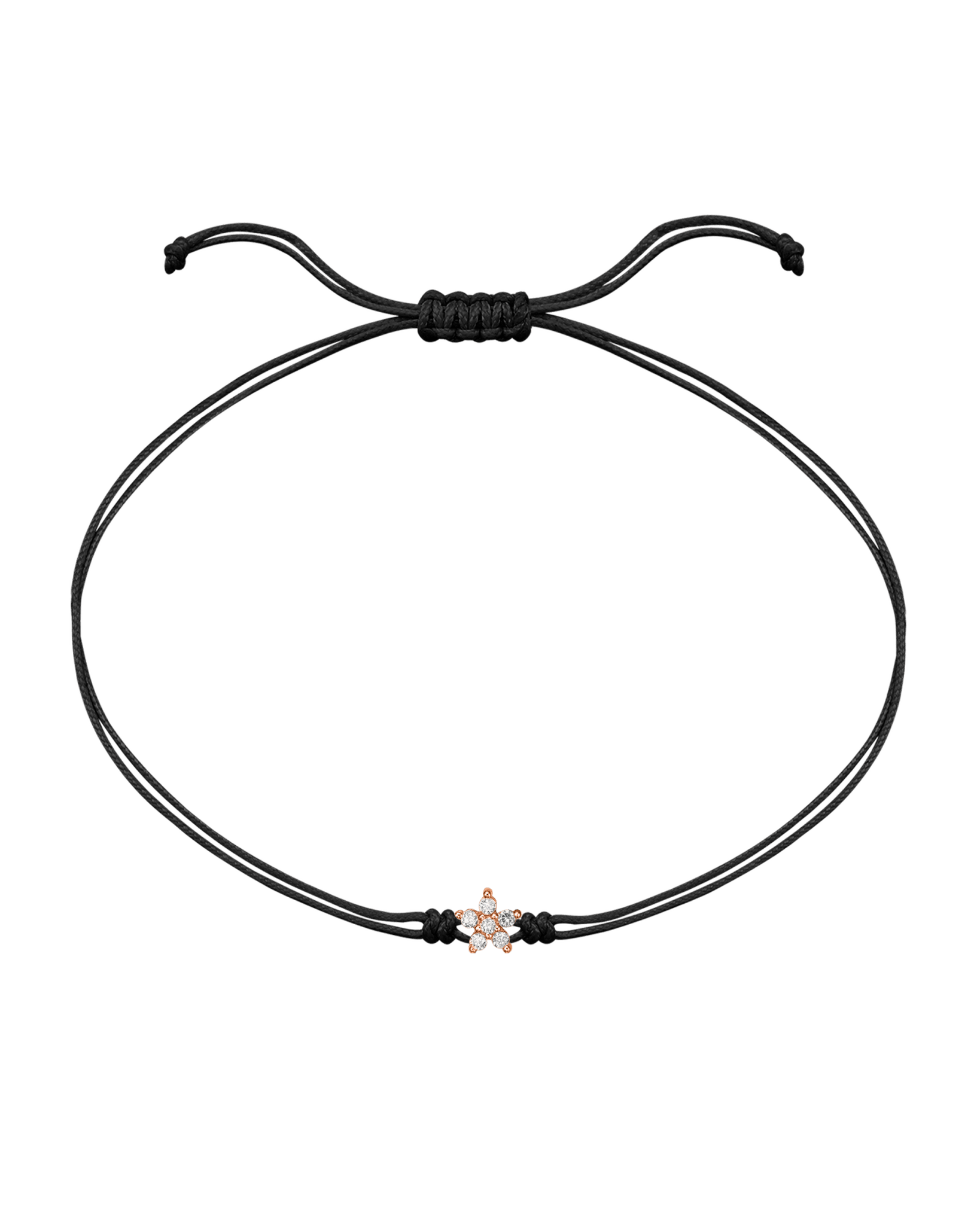 Flower Diamond String Of Love - 14K Rose Gold Bracelets 14K Solid Gold Black 