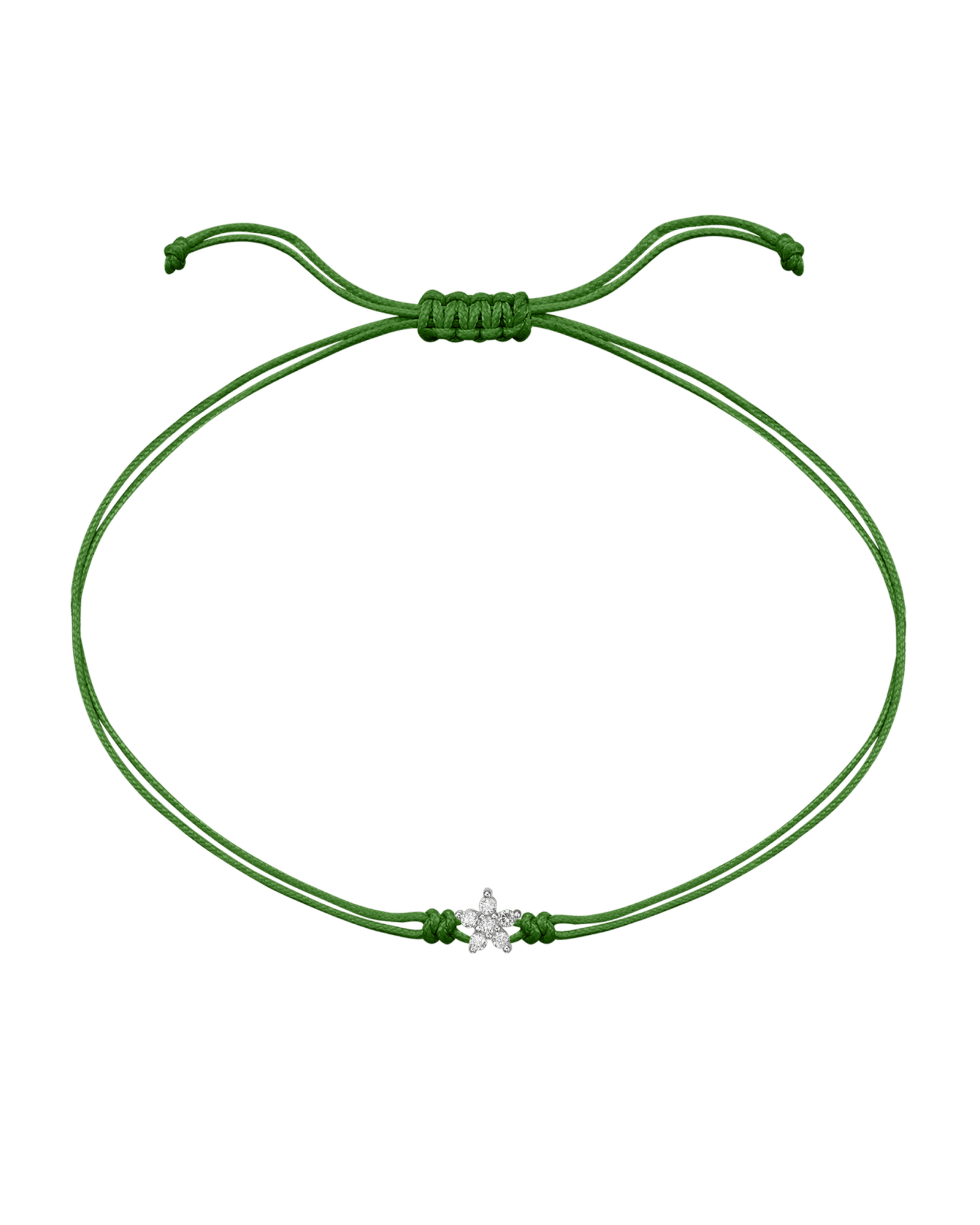 Flower Diamond String Of Love - 14K White Gold Bracelets 14K Solid Gold Green 
