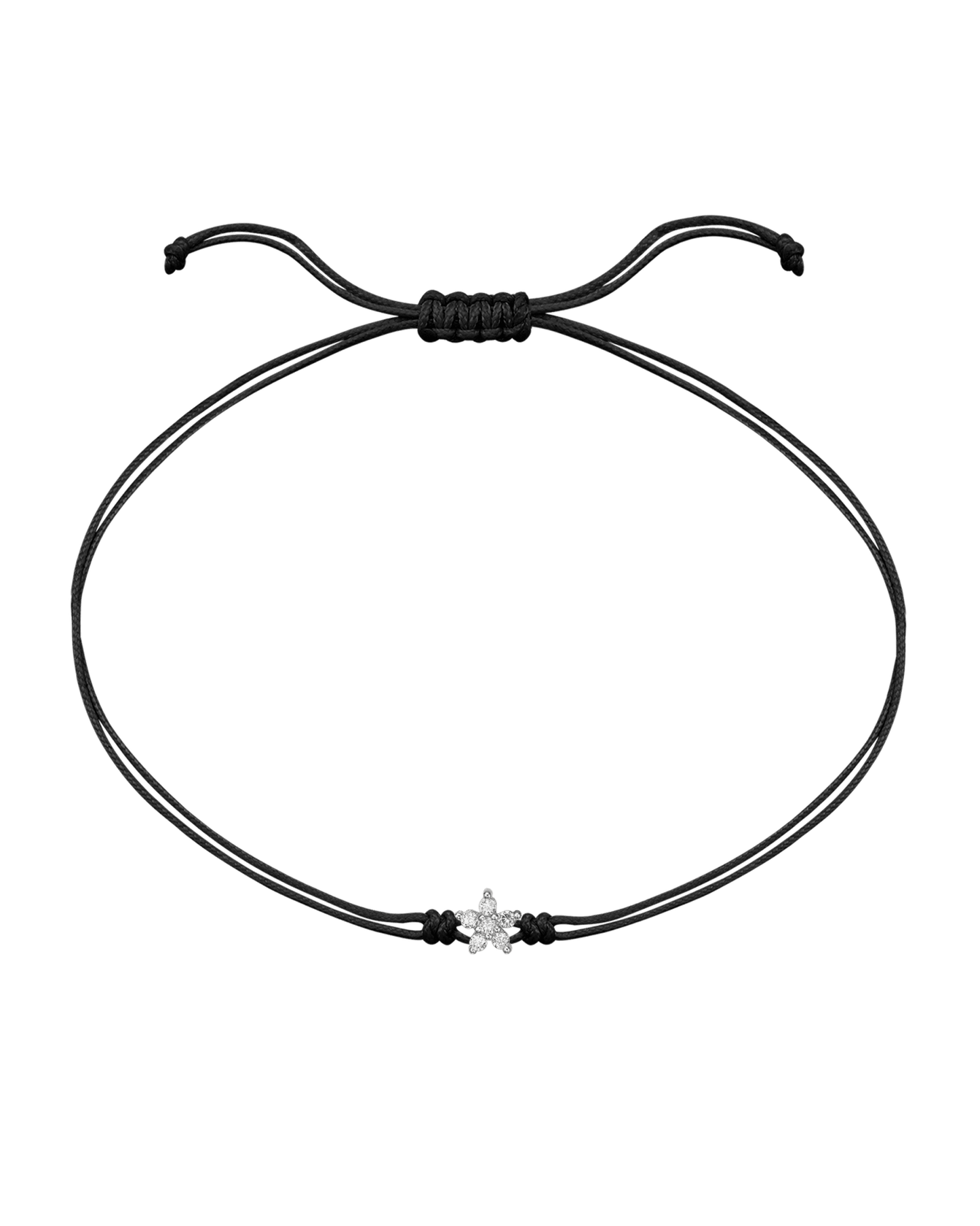 Flower Diamond String Of Love - 14K White Gold Bracelets 14K Solid Gold Black 