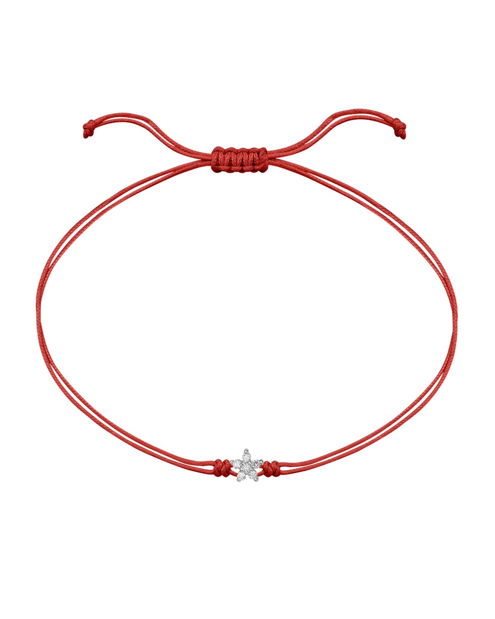 Flower Diamond String Of Love - 14K White Gold Bracelets 14K Solid Gold Red 