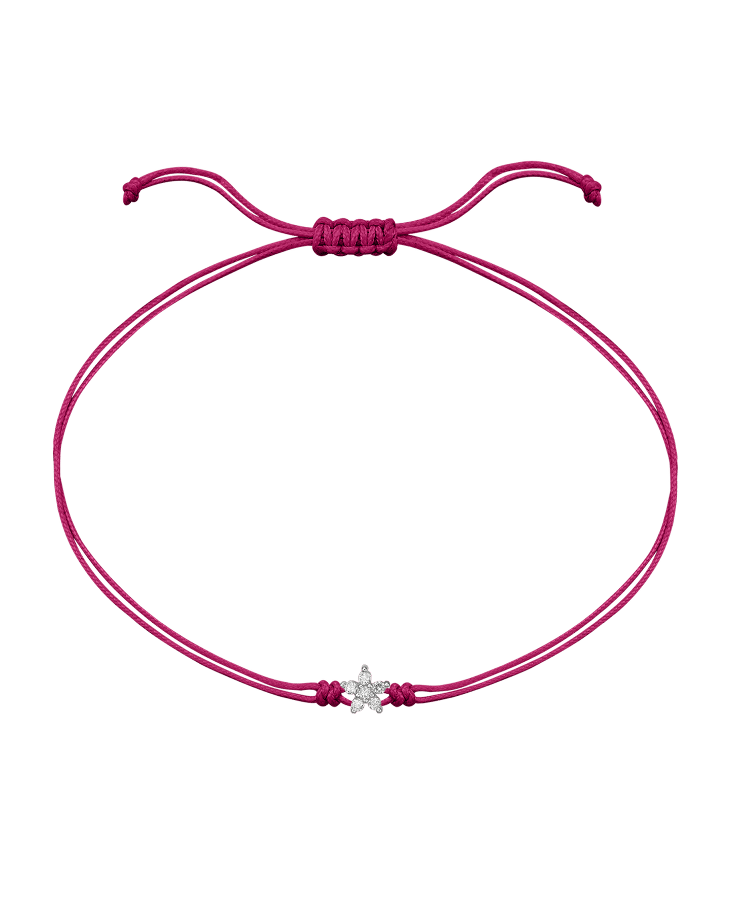 Flower Diamond String Of Love - 14K White Gold Bracelets 14K Solid Gold Pink 