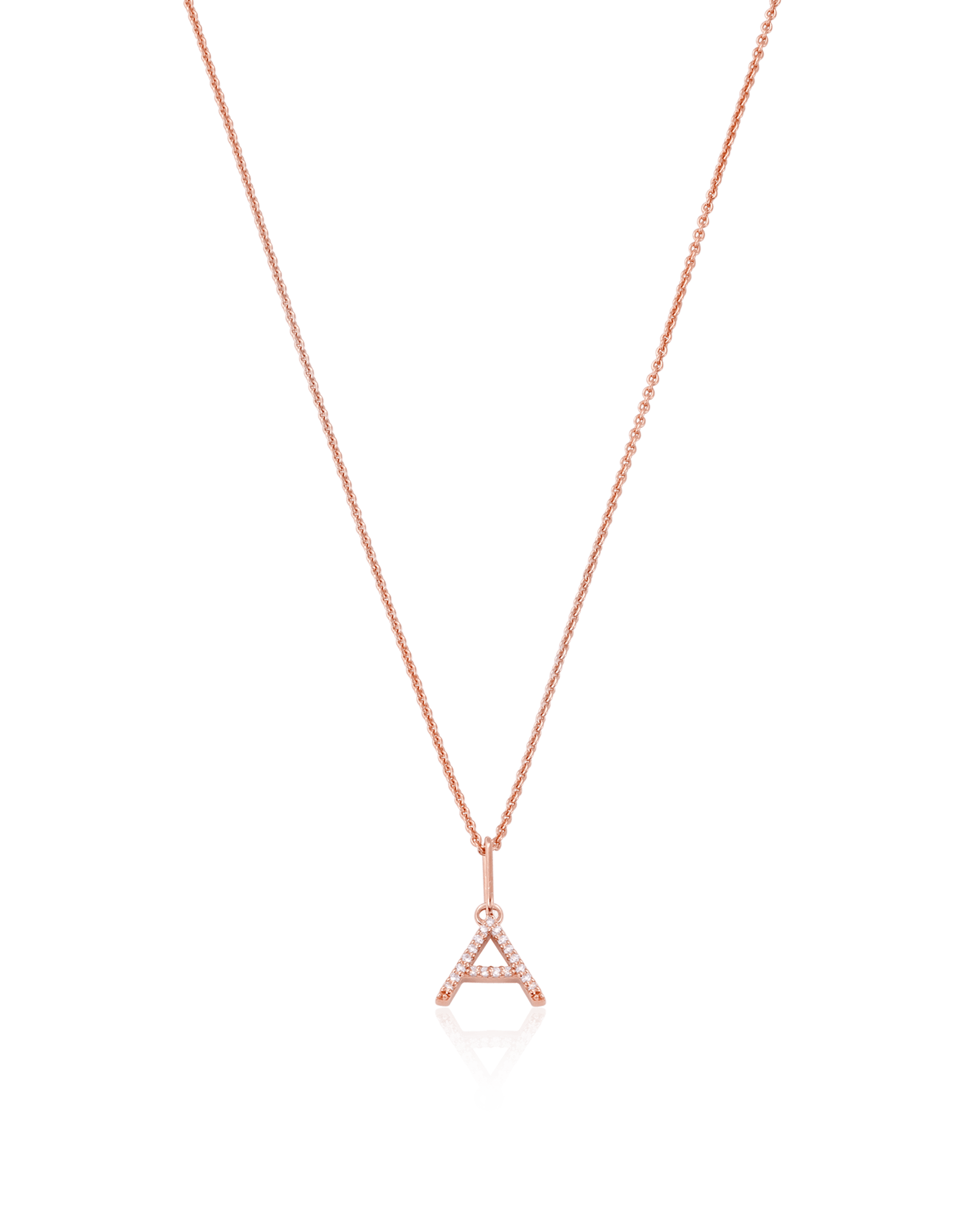 Single Frosted Initial Necklace - 18K Rose Vermeil Necklaces magal-dev 1 Initial 16”+2” extender 