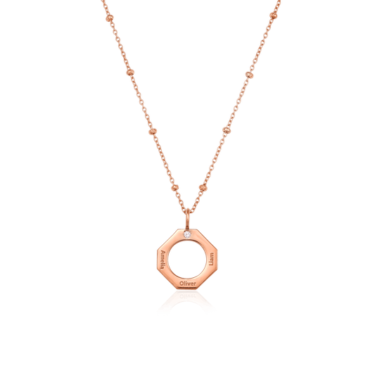 Geo Necklace - 18K Rose Vermeil Necklaces Gold Vermeil 1 Name Small - 16 Inches (40cm) 