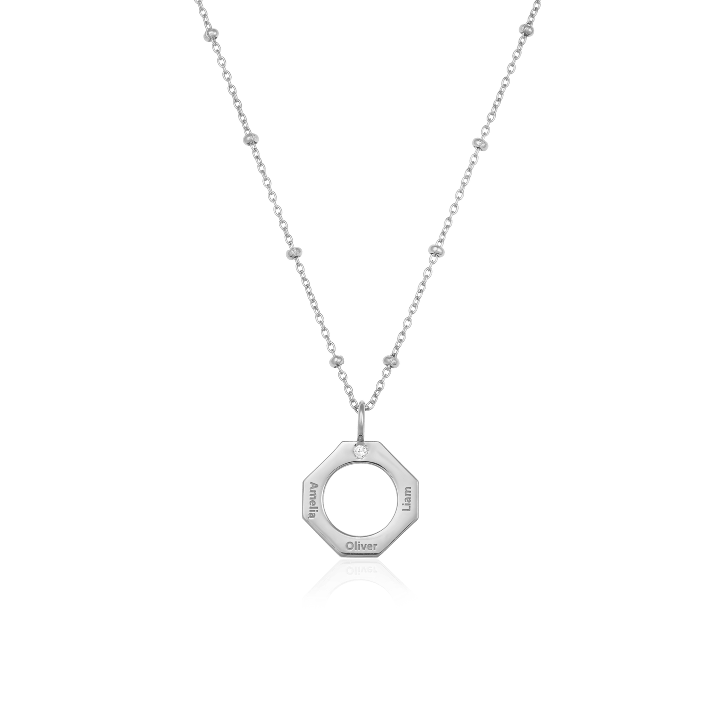 Geo Necklace - 925 Sterling Silver Necklaces 925 Silver 1 Name Small - 16 Inches (40cm) 