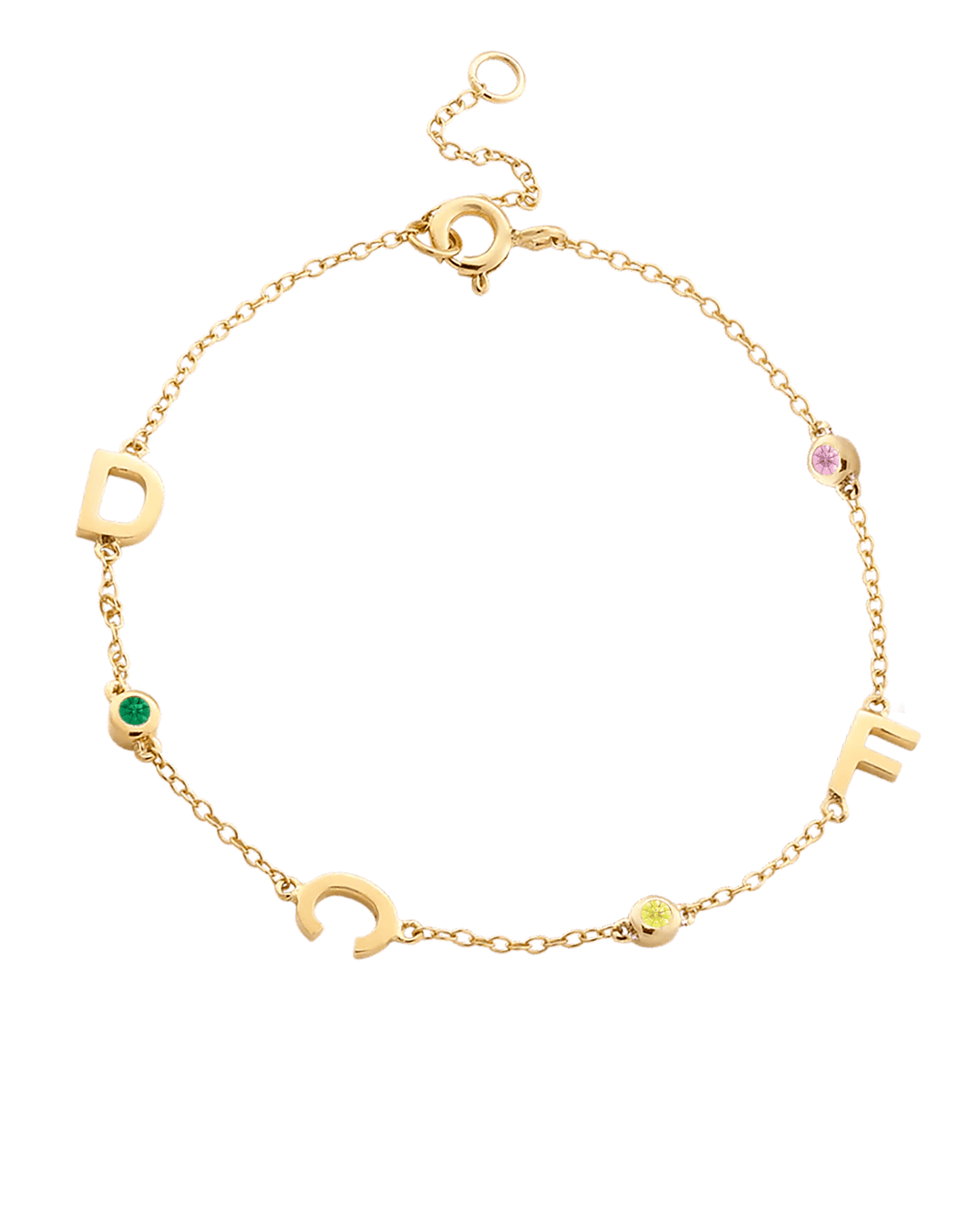 The Initial Birthstone Bracelet - 14K Yellow Gold Bracelets magal-dev 1 Initial 6"-7" (S-M wrist) 