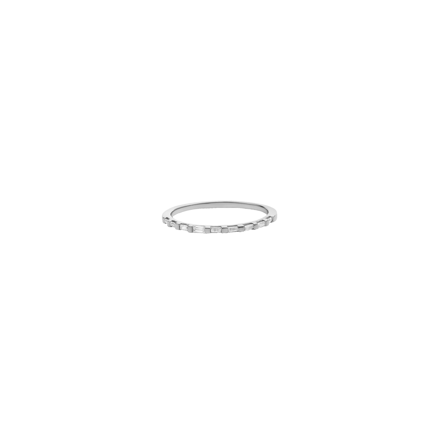 Half Eternity Diamond Baguette Ring - 14K White Gold Rings 14K Solid Gold US 4 