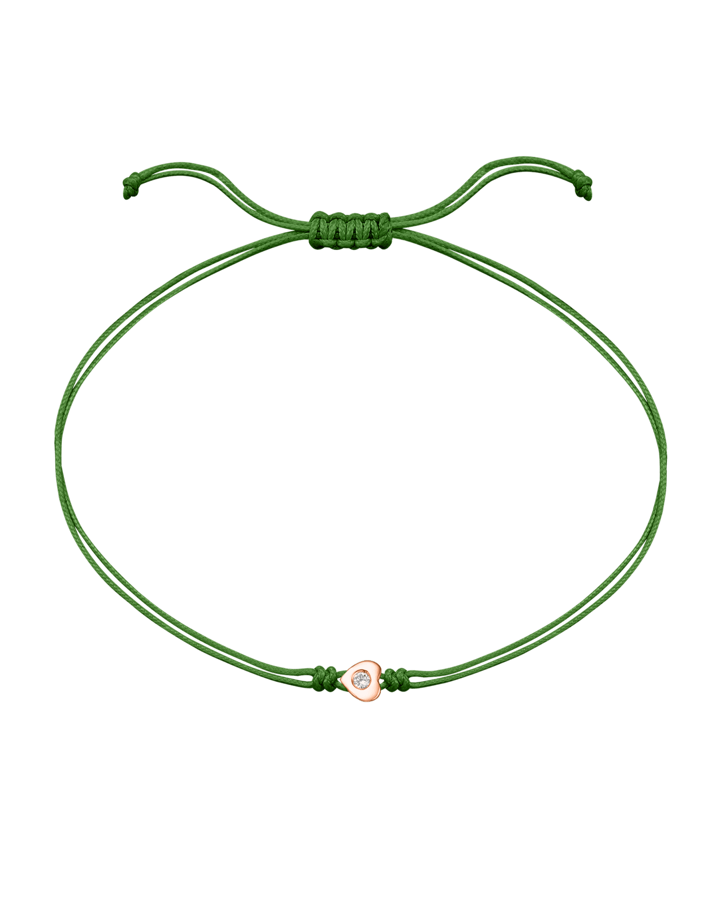 Heart Diamond String Of Love - 14K Rose Gold Bracelets 14K Solid Gold Green 