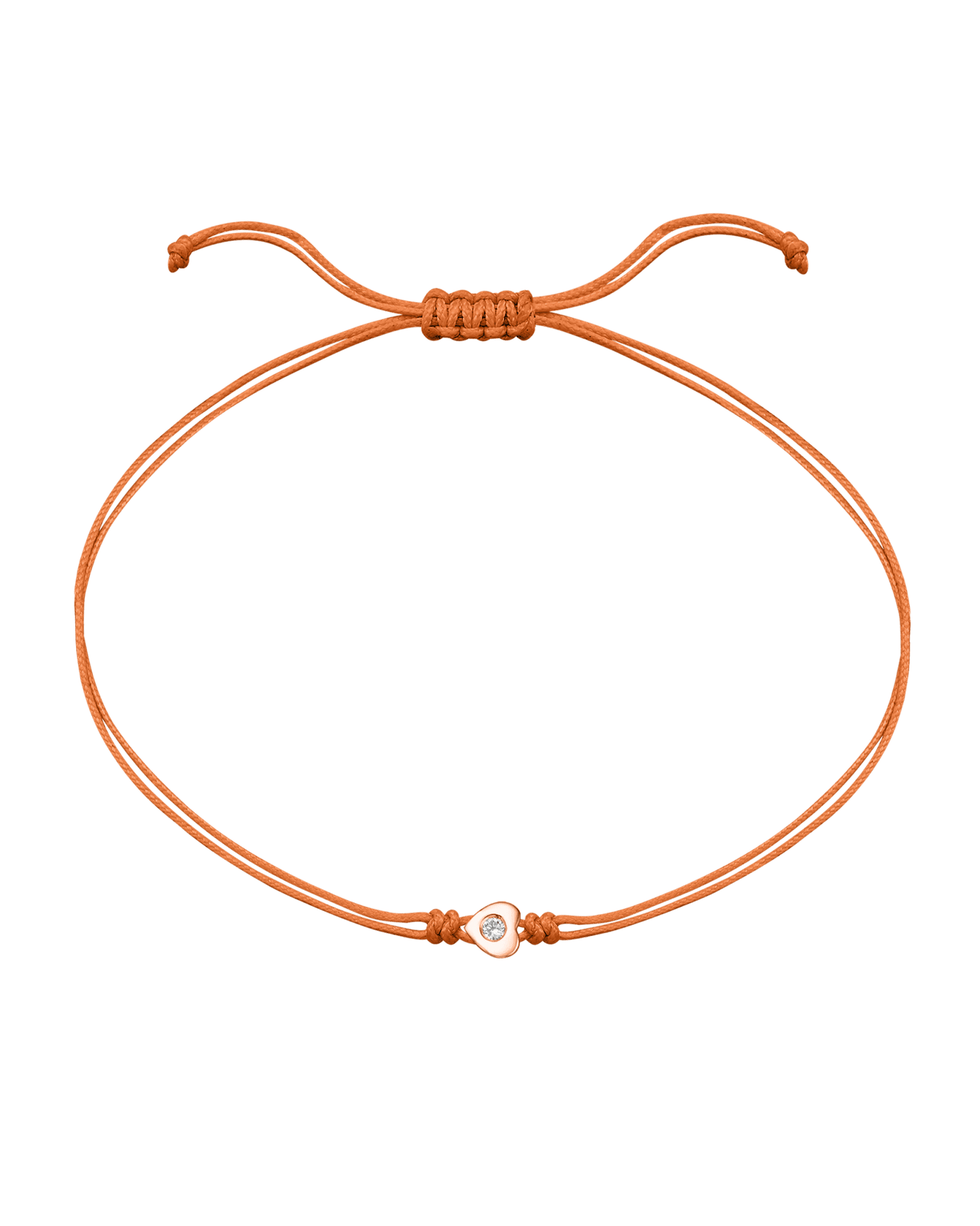 Heart Diamond String Of Love - 14K Rose Gold Bracelets 14K Solid Gold Orange 