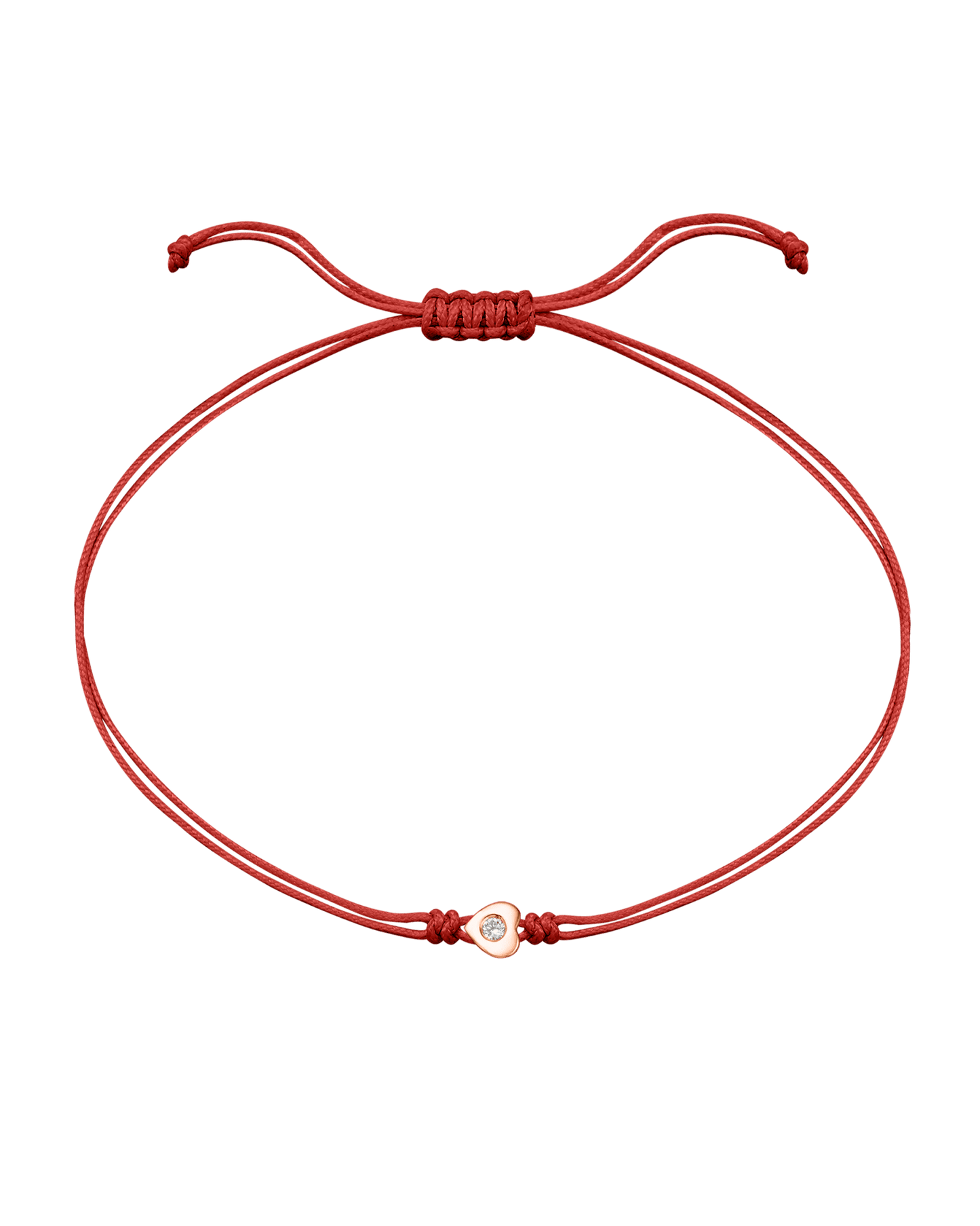 Heart Diamond String Of Love - 14K Rose Gold Bracelets 14K Solid Gold Red 