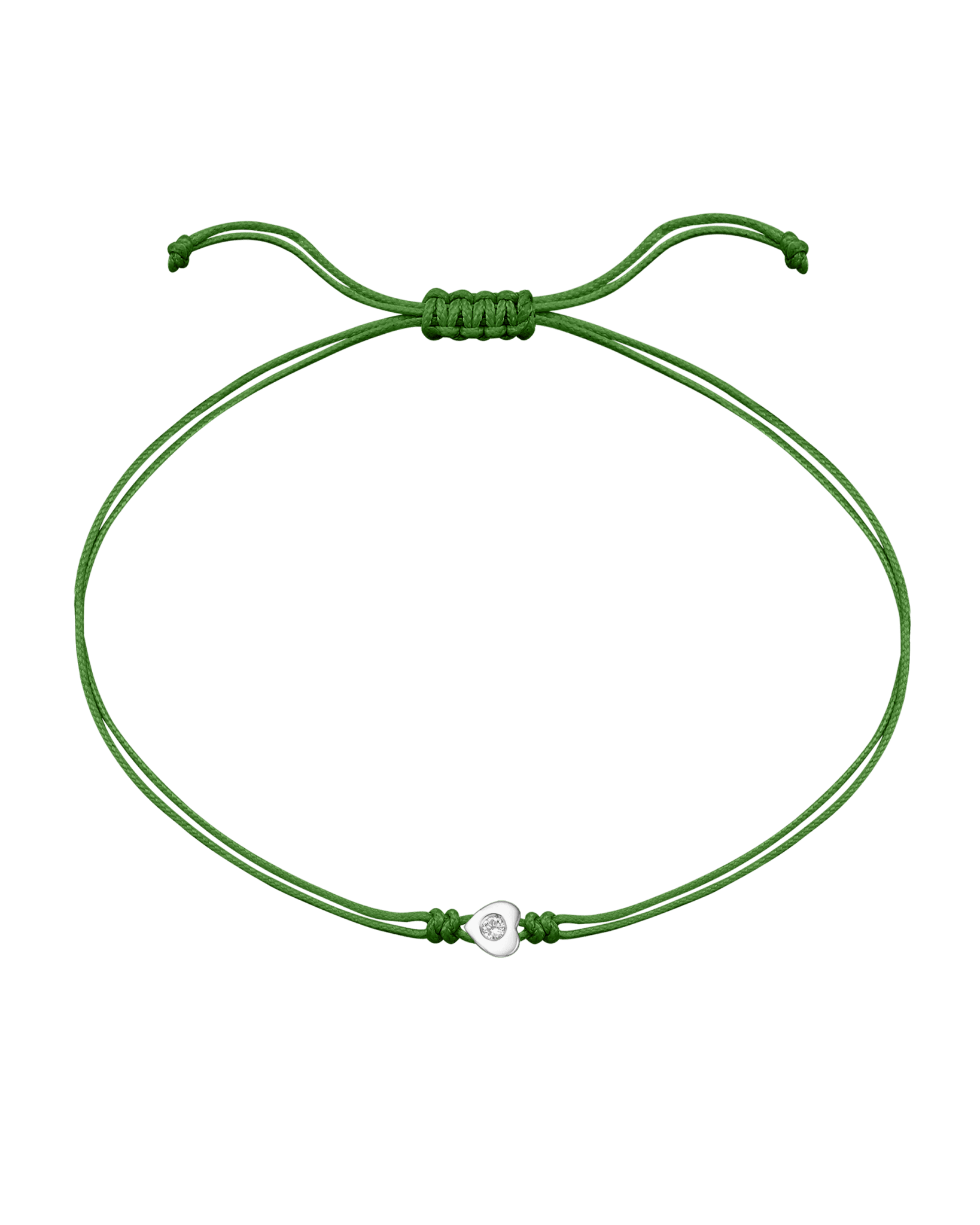 Heart Diamond String Of Love - 14K White Gold Bracelets 14K Solid Gold Green 
