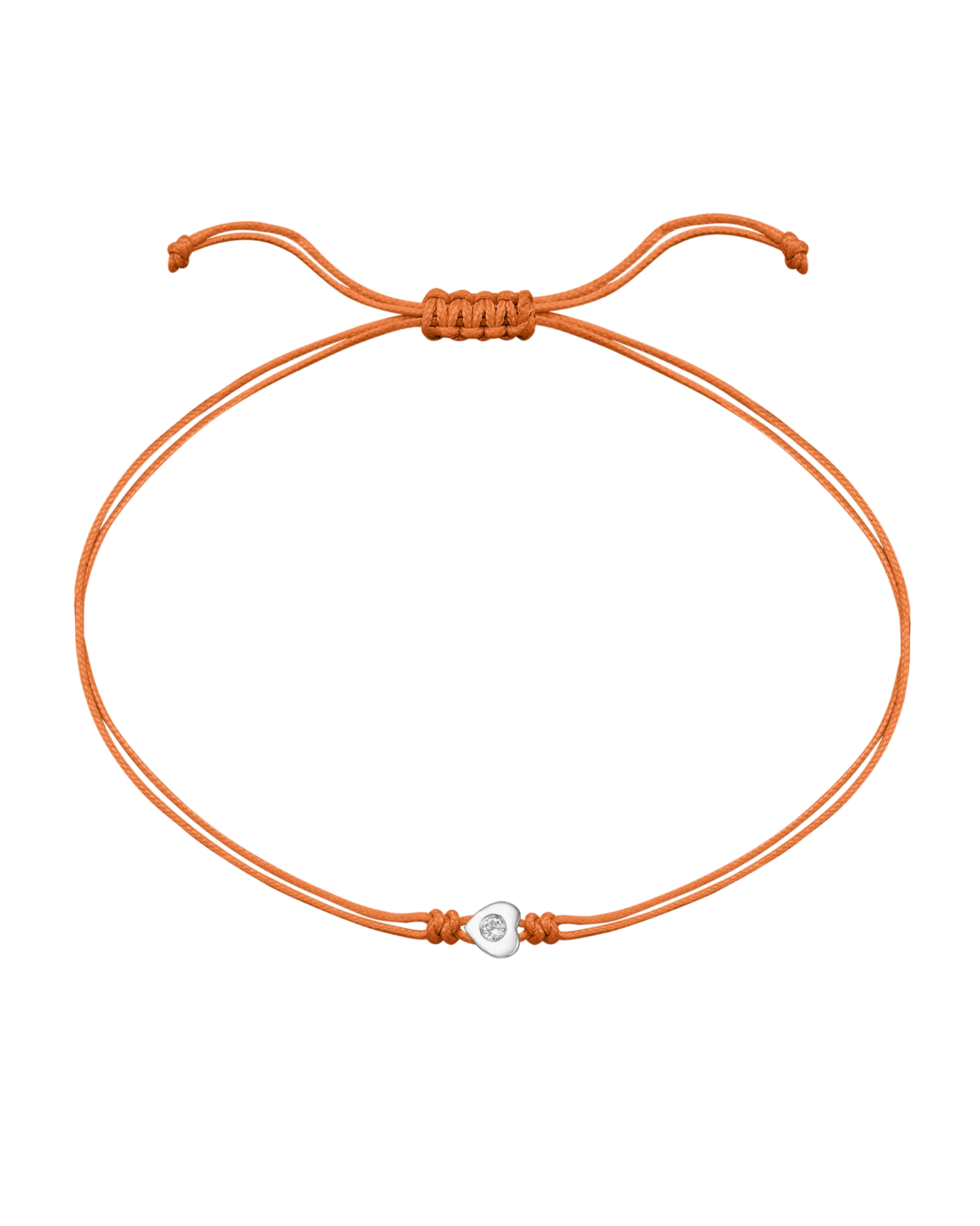 Heart Diamond String Of Love - 14K White Gold Bracelets 14K Solid Gold Orange 