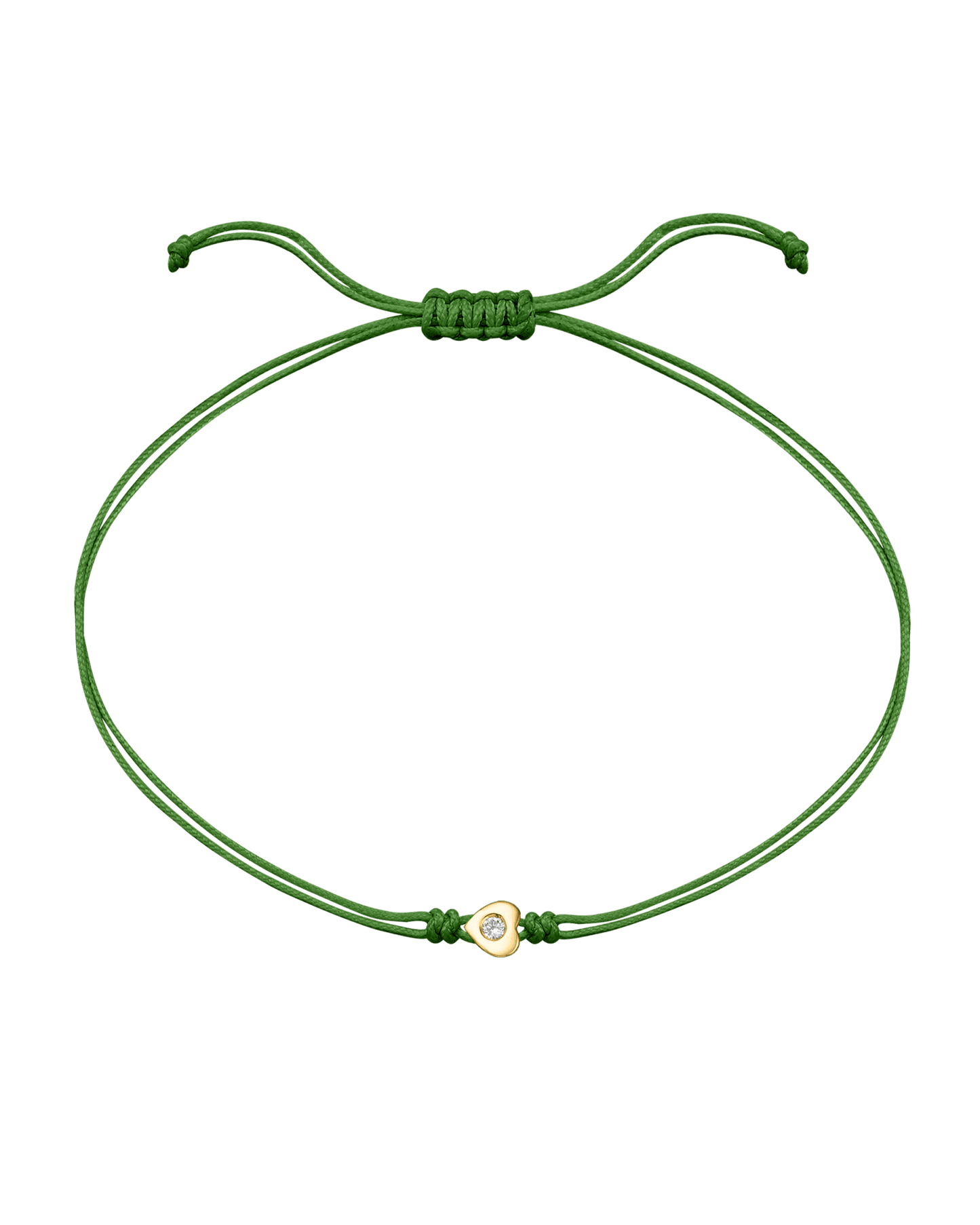 Heart Diamond String Of Love - 14K Yellow Gold Bracelets 14K Solid Gold Green 