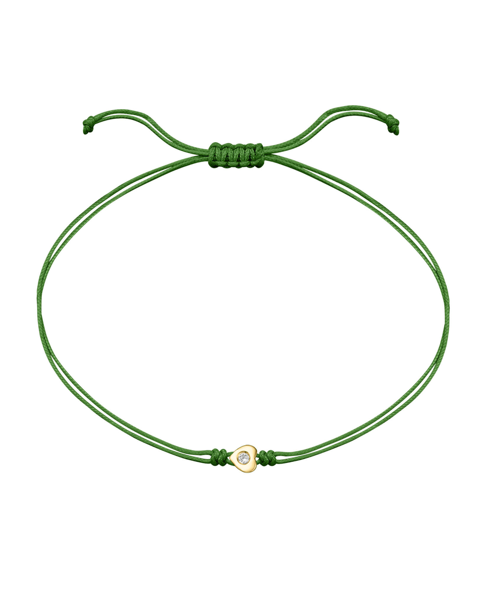 Heart Diamond String Of Love - 14K Yellow Gold Bracelets 14K Solid Gold Green 
