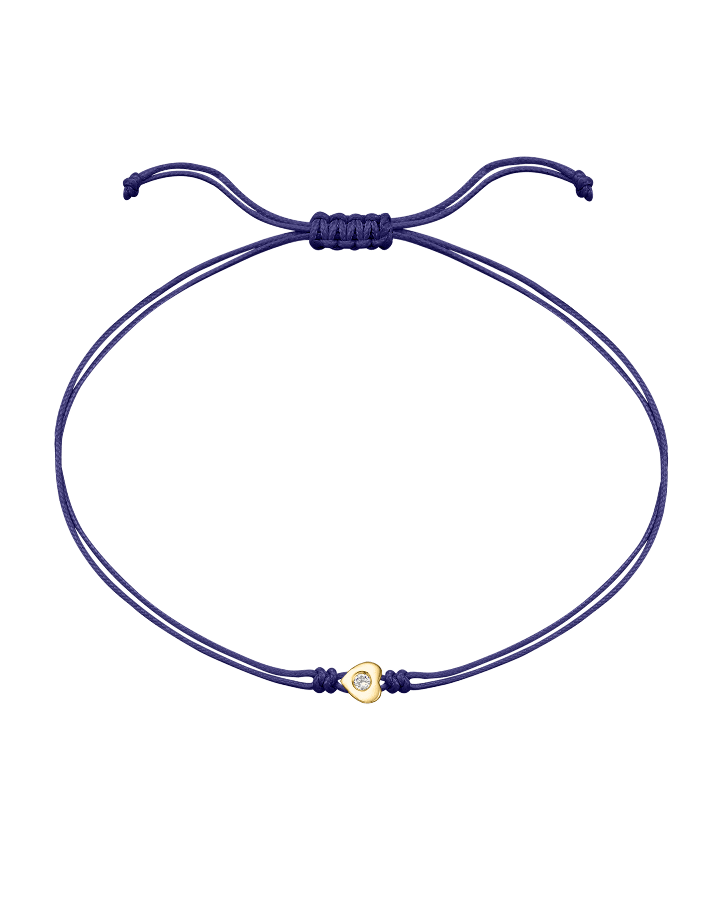 Heart Diamond String Of Love - 14K Yellow Gold Bracelets 14K Solid Gold Purple 
