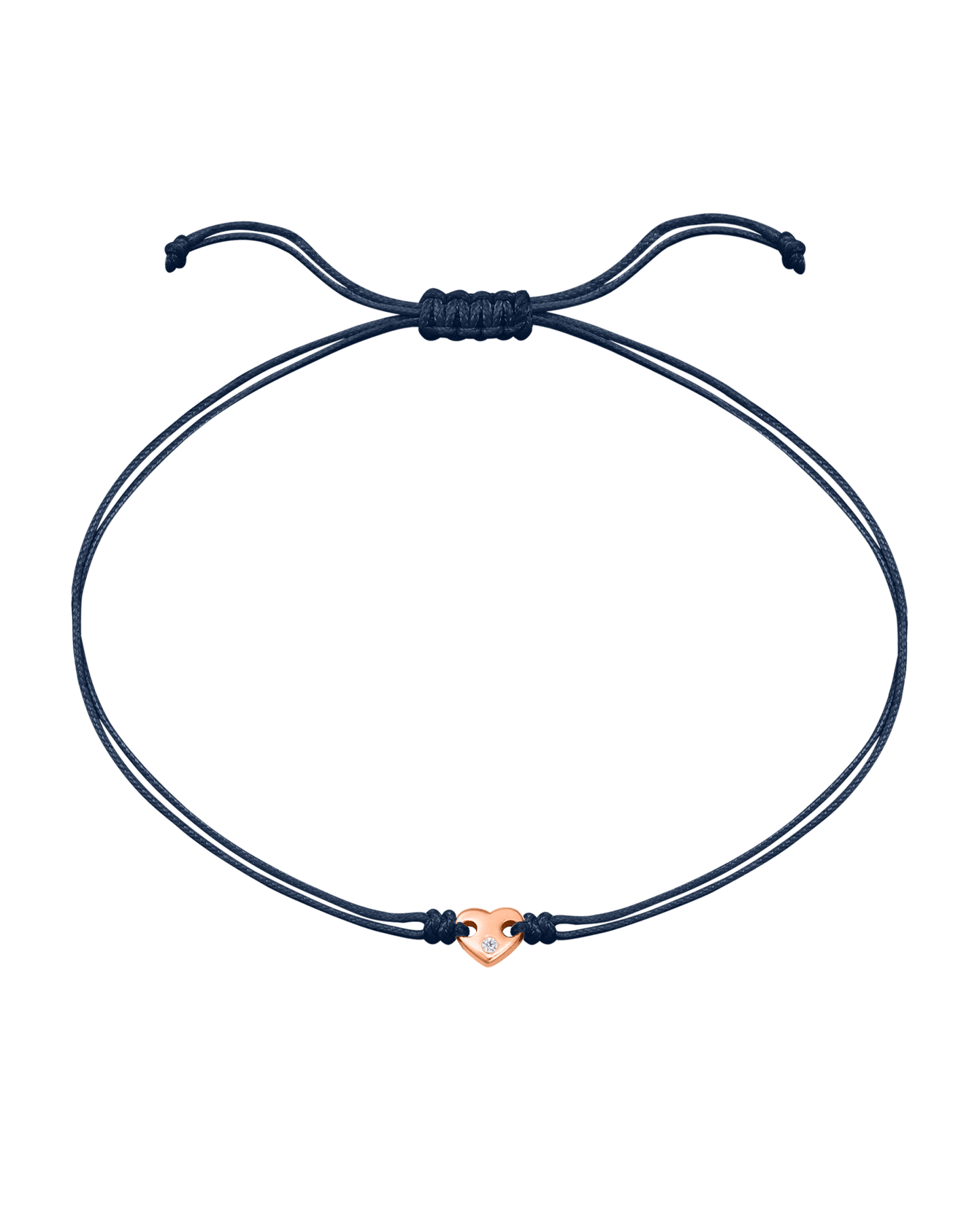 Heart of Gold String of Love Bracelet - 14K Rose Gold Bracelets magal-dev Navy Blue 