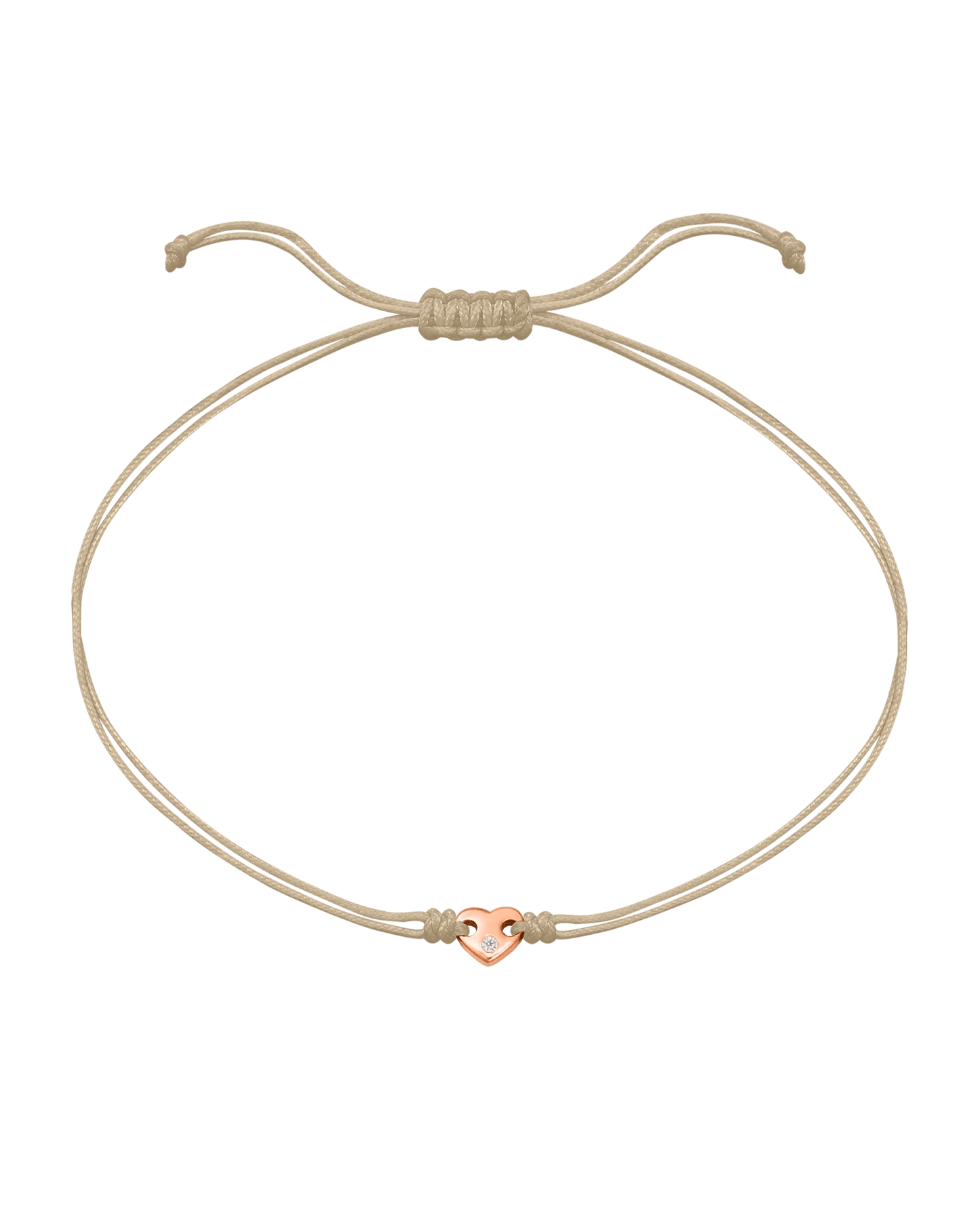 Heart of Gold String of Love Bracelet - 14K Rose Gold Bracelets magal-dev Beige 