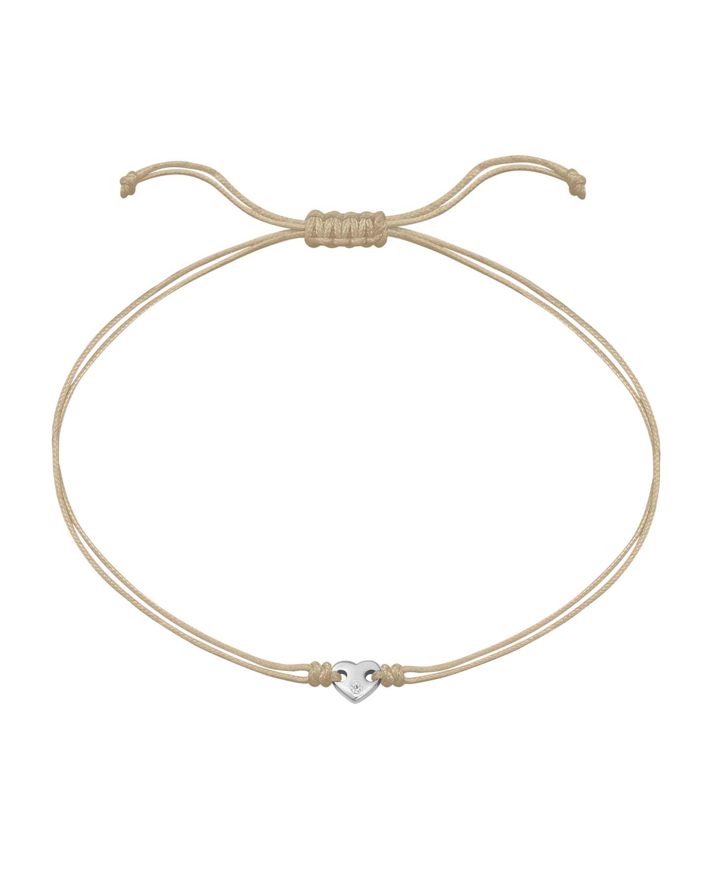 Heart of Gold String of Love Bracelet - 14K White Gold Bracelets magal-dev Beige 