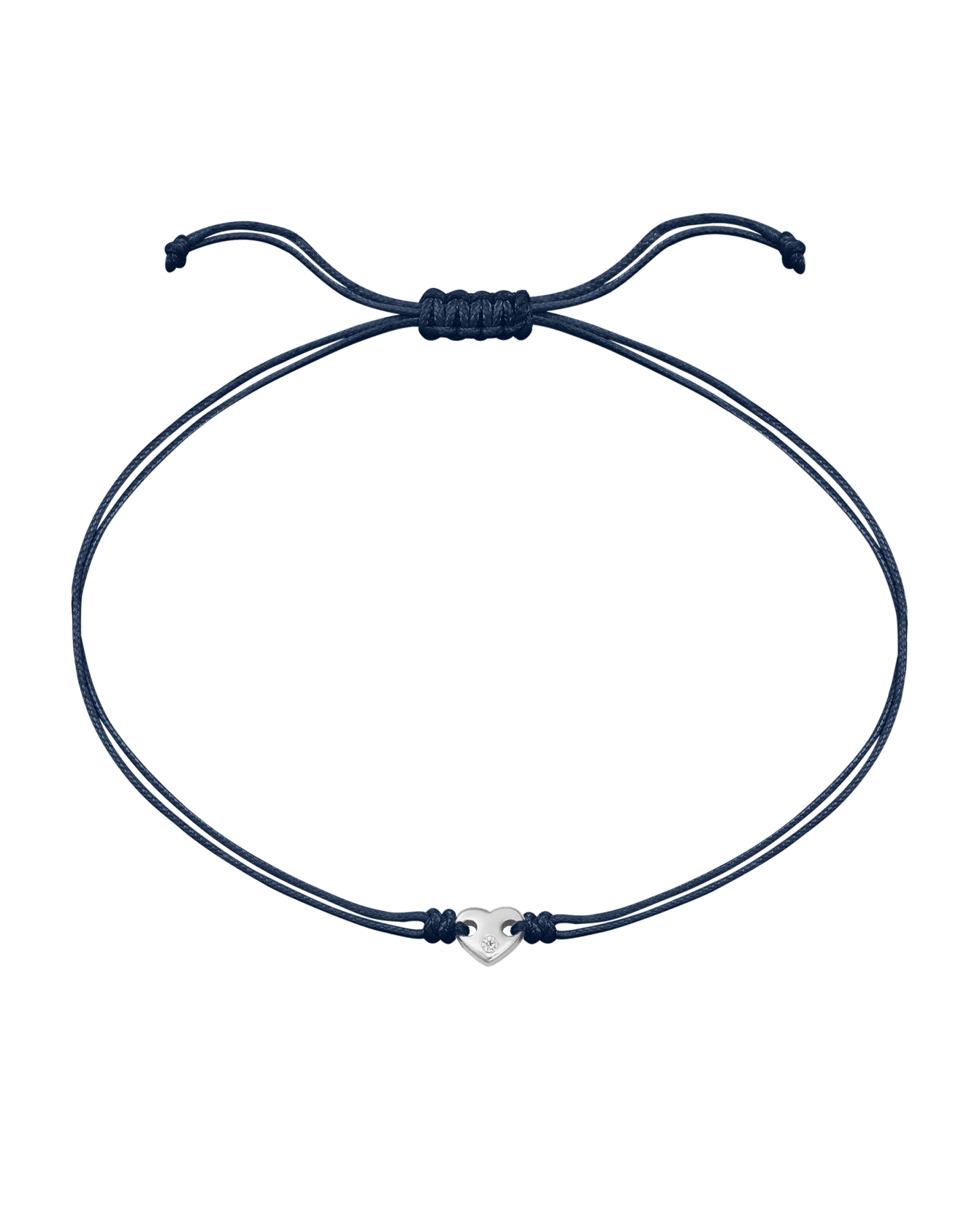 Heart of Gold String of Love Bracelet - 14K White Gold Bracelets magal-dev Navy Blue 
