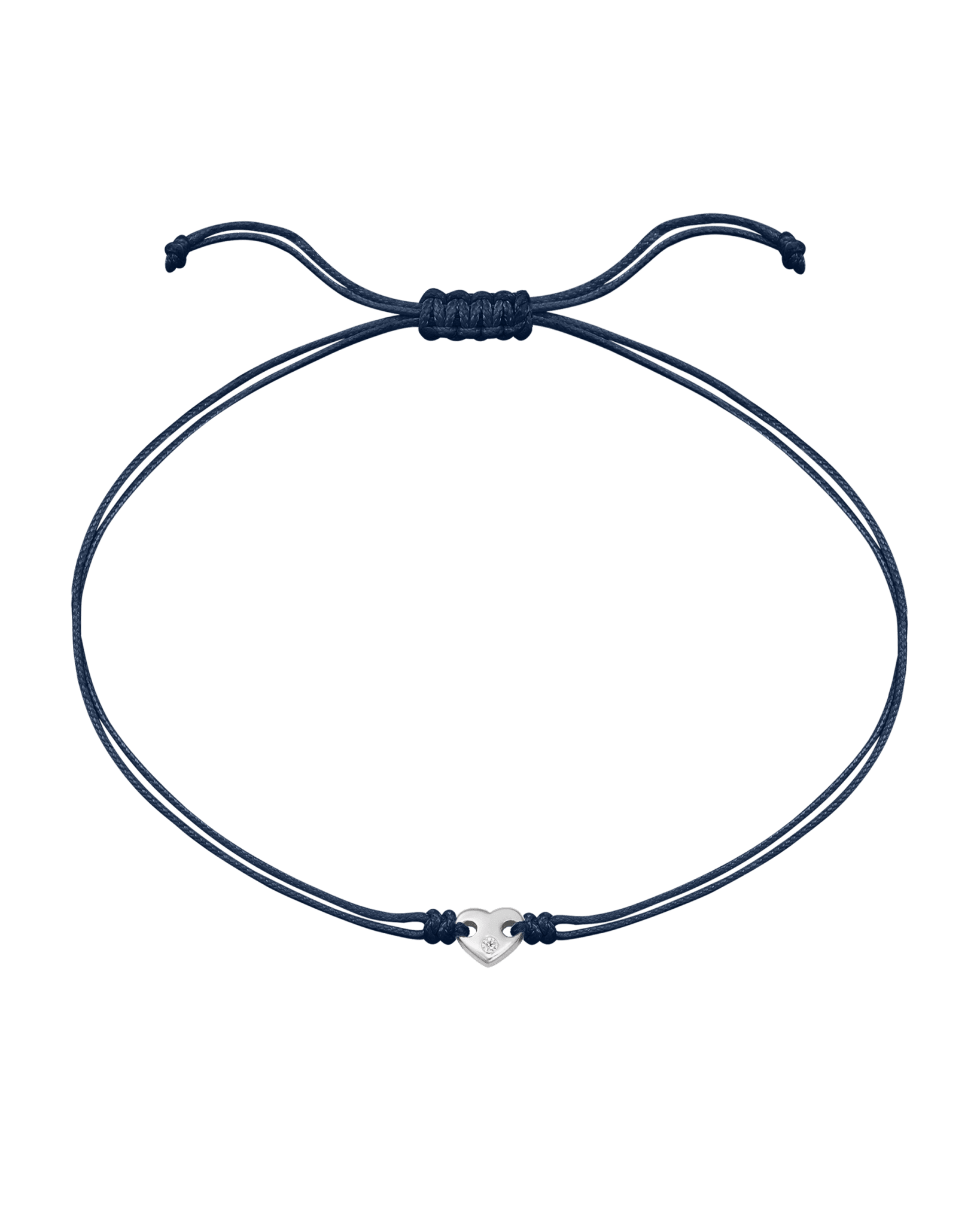 Heart of Gold String of Love Bracelet - 14K White Gold Bracelets magal-dev Navy Blue 