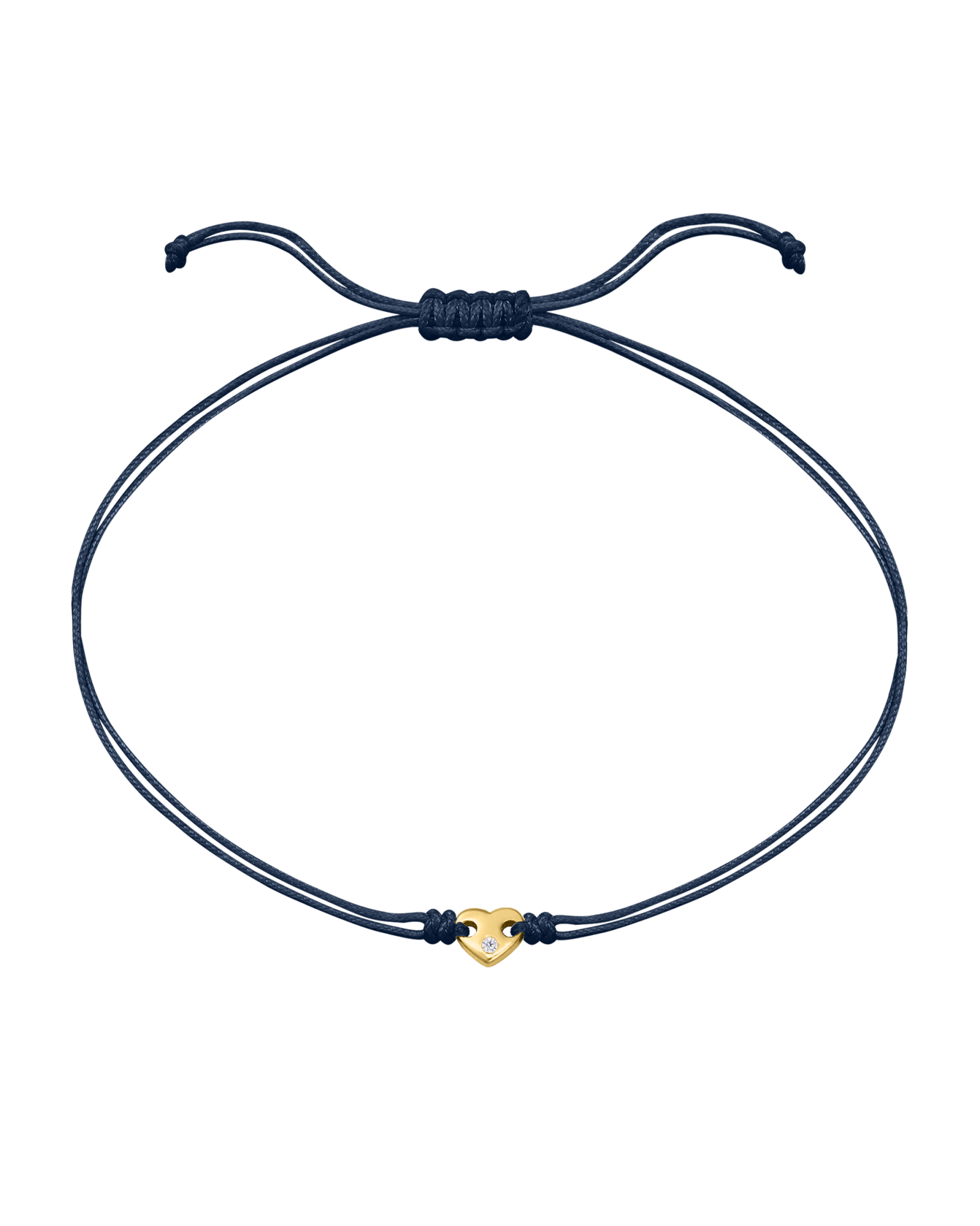 Heart of Gold String of Love Bracelet - 14K Yellow Gold Bracelets magal-dev Navy Blue 