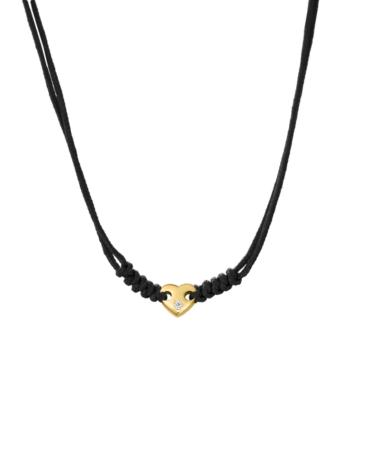 Heart of Gold String of Love Necklace - 14K Yellow Gold Necklaces 14K Solid Gold Black 