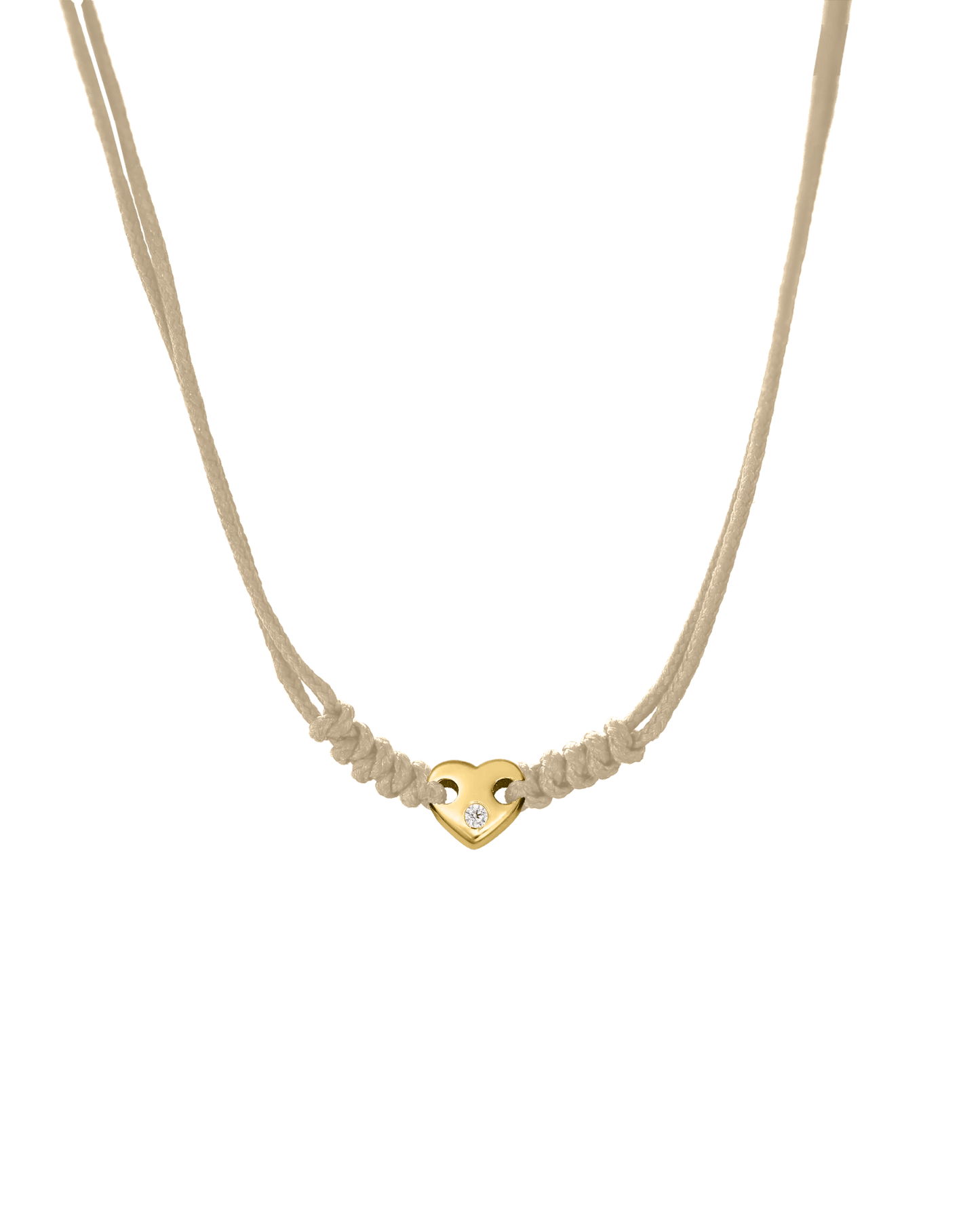 Heart of Gold String of Love Necklace - 14K Yellow Gold Necklaces 14K Solid Gold Beige 