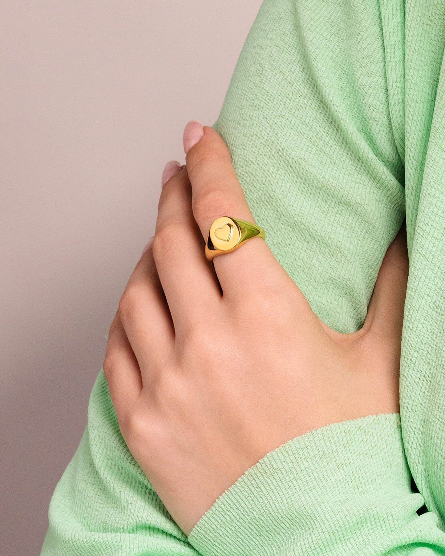 Heart Signet Ring - 18K Gold Vermeil Rings magal-dev 