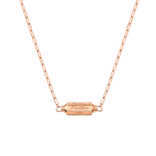 Hexagonal Bar Necklace - 18K Rose Vermeil Necklaces Gold Vermeil Hurricane (Handwriting style) 