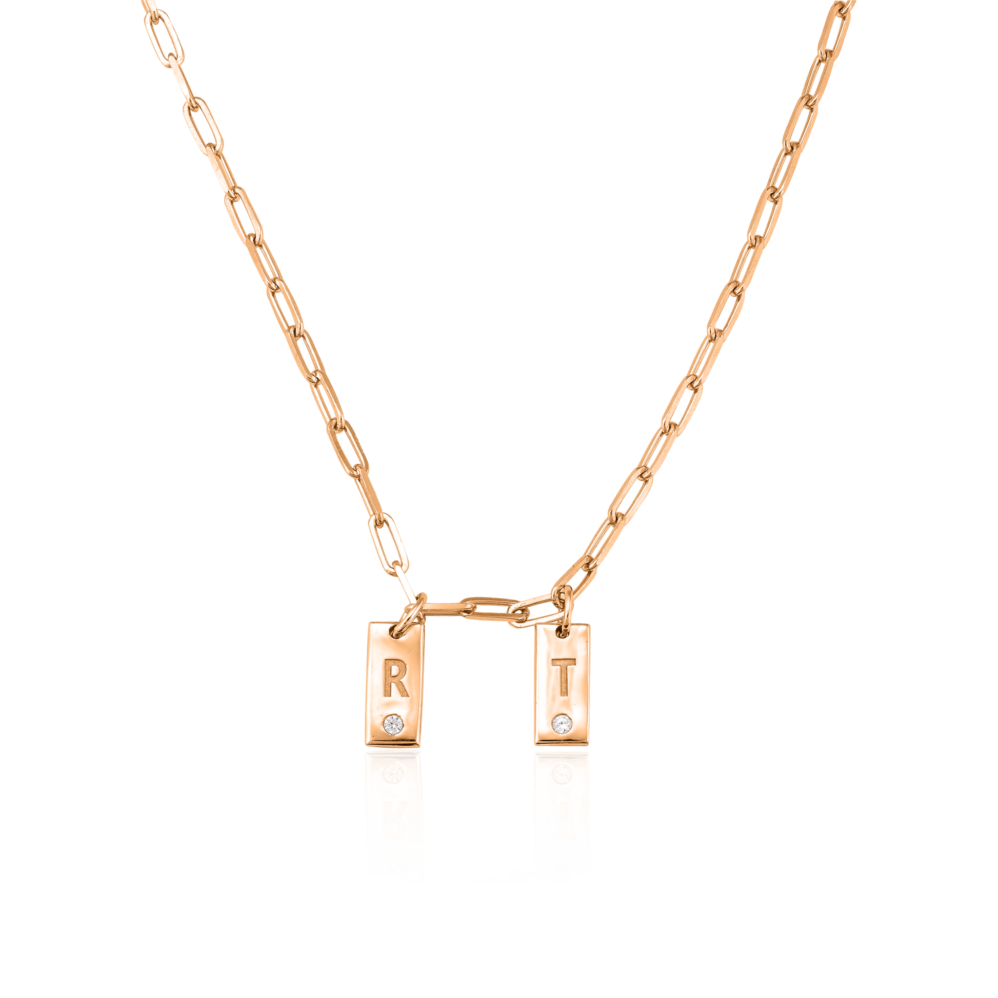 Ini Mini Dogtag Necklace - 18K Rose Vermeil Necklaces Gold Vermeil 1 Tag 