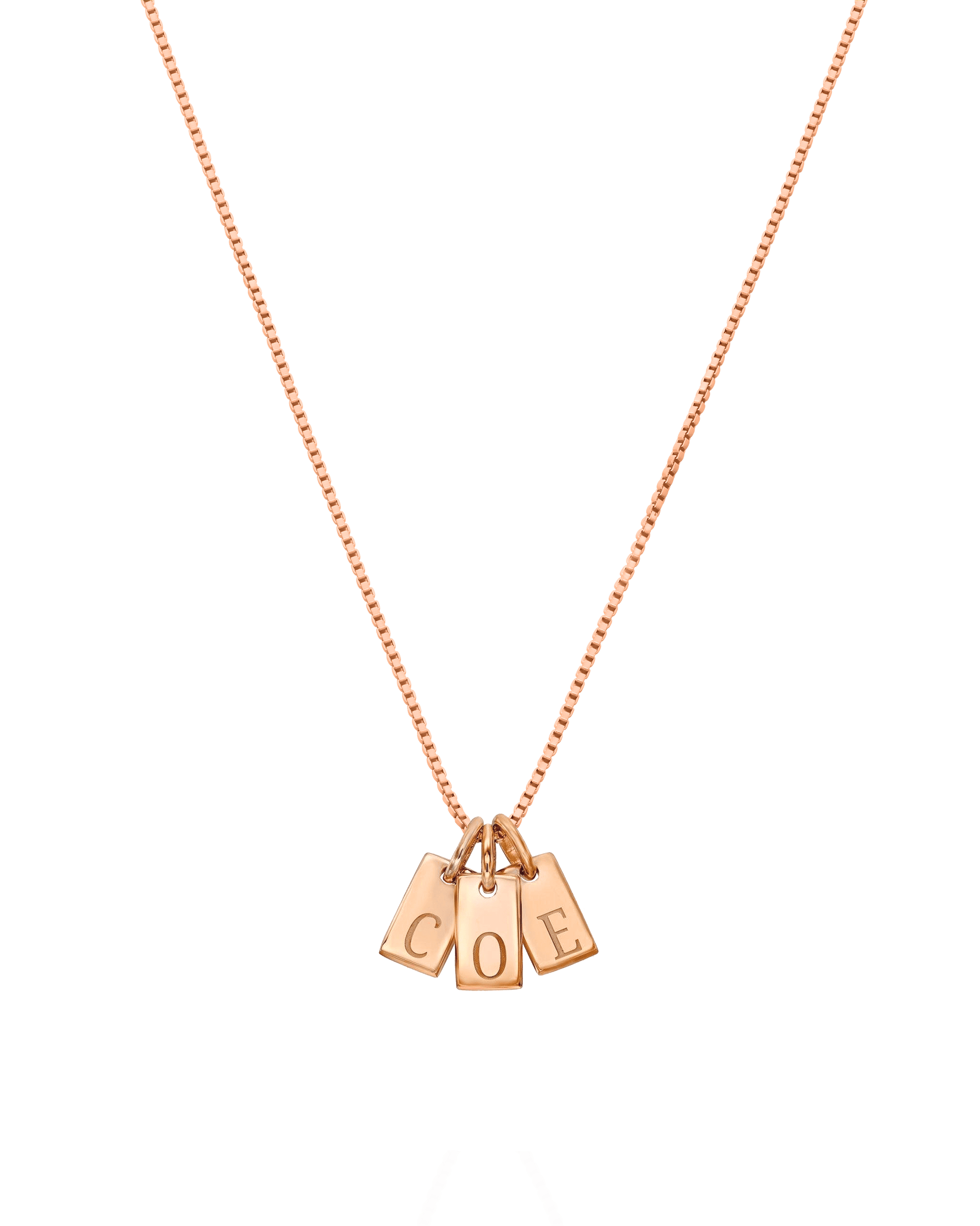 Initial Mini Dogtag Necklace - 18K Rose Vermeil Necklaces Gold Vermeil 1 Tag 16'' 