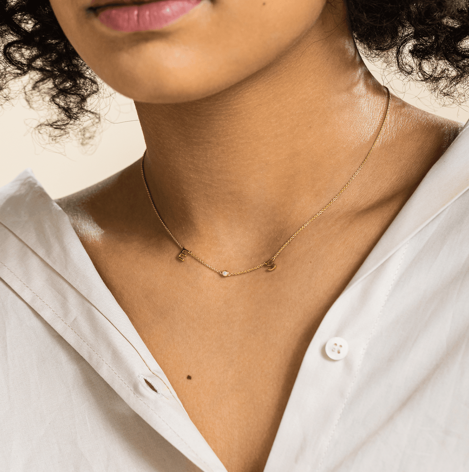 Initial Necklace with Diamonds - 14K Rose Gold Necklaces magal-dev 