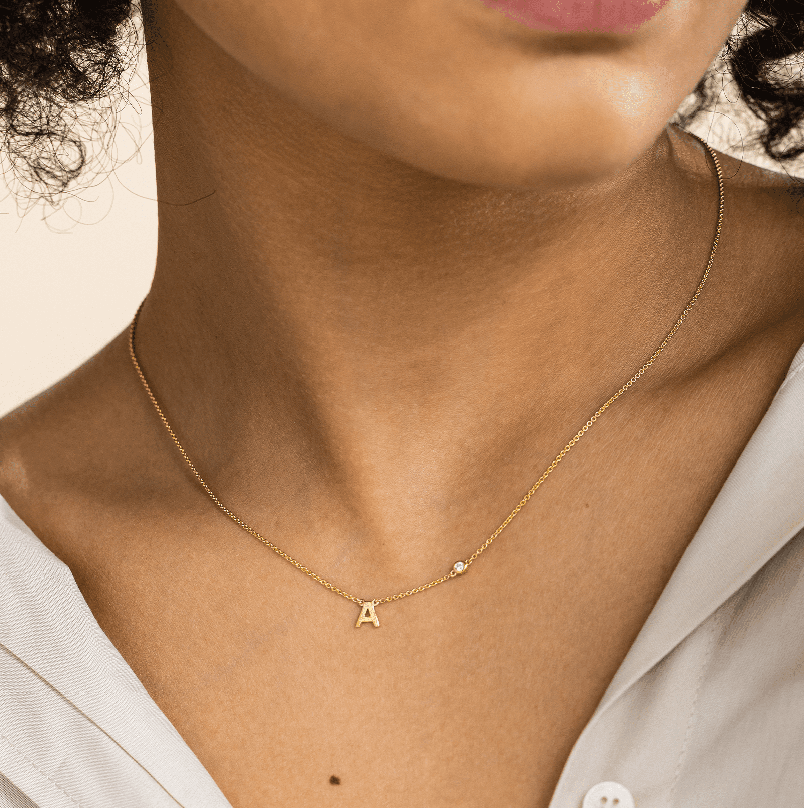 Initial Necklace with Diamonds - 18K Rose Vermeil Necklaces magal-dev 