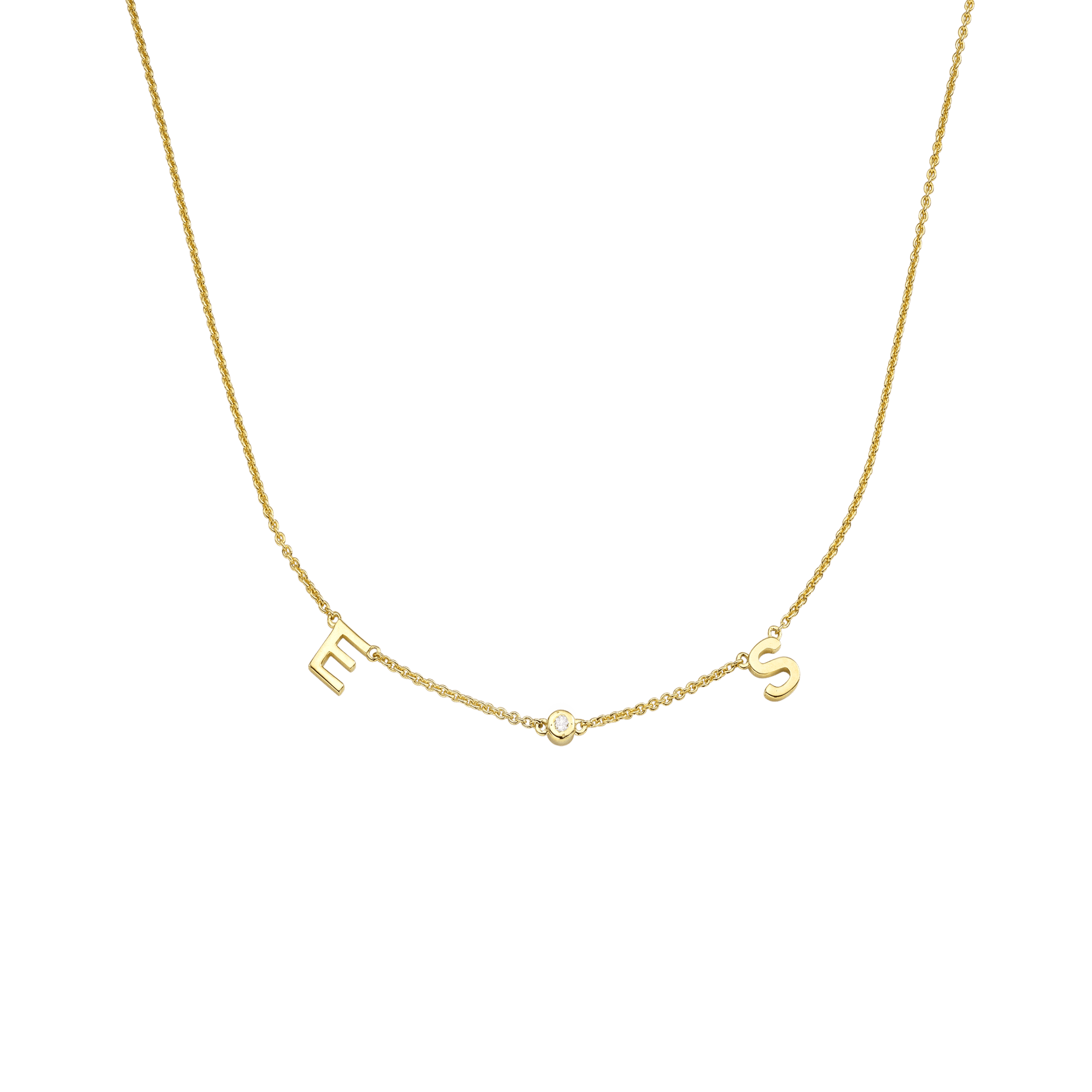 Initial Necklace with Diamonds - 18K Gold Vermeil Necklaces magal-dev 1 Initial + 1 Diamond Adjustable 16-17" (40cm-43cm) 