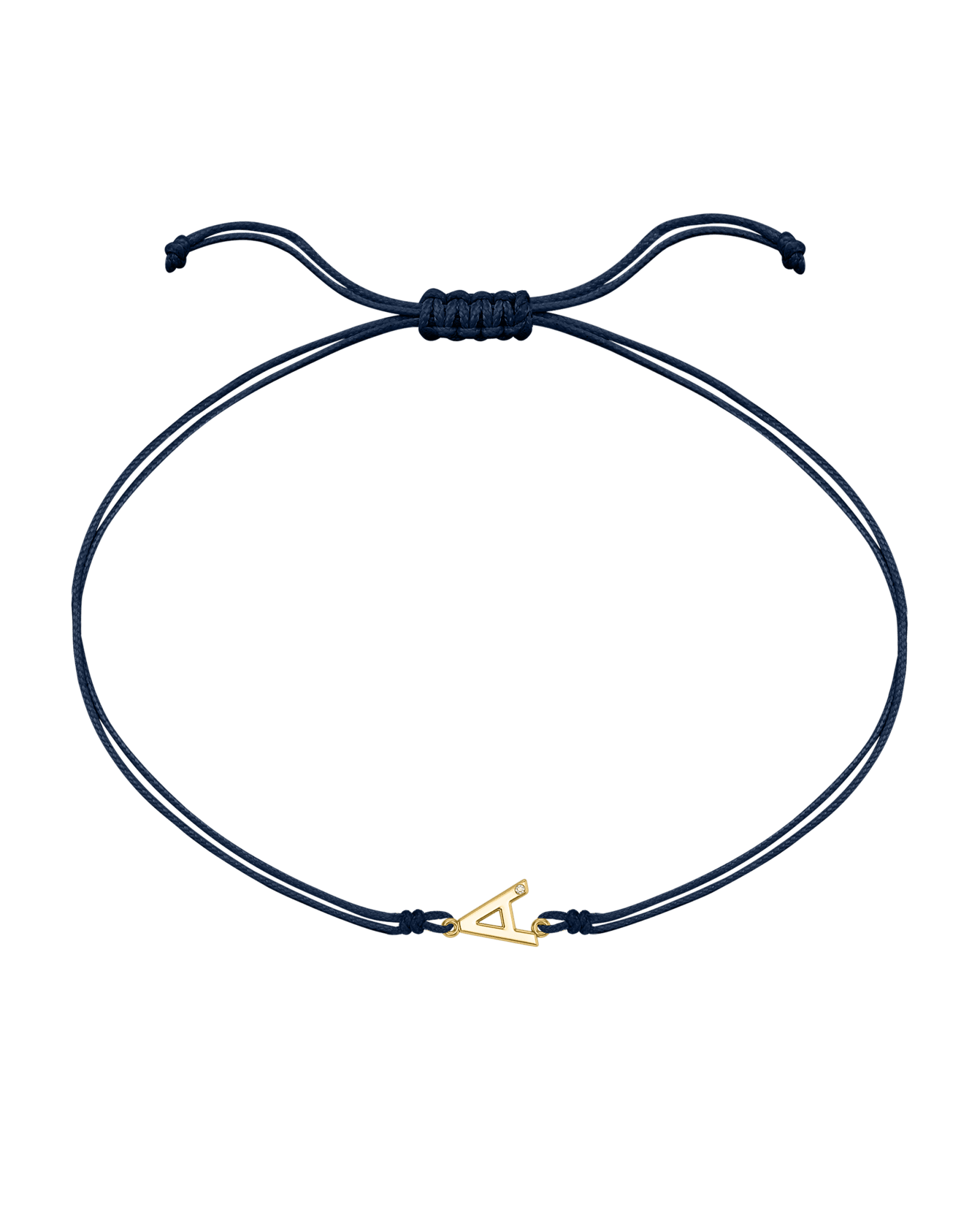 Initial String of Love - 14K Yellow Gold Bracelets 14K Solid Gold Navy Blue 