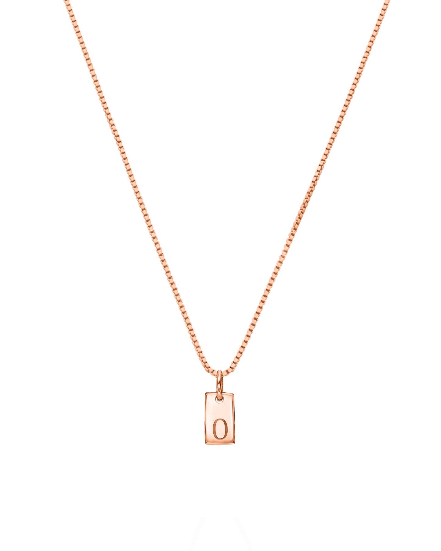 Single Initial Mini Dogtag Necklace - 18K Rose Vermeil Necklaces magal-dev 1 Tag 16'' 