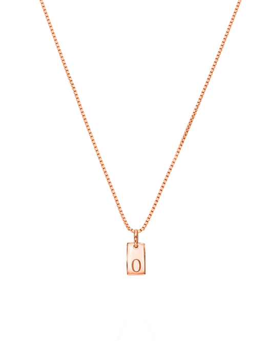 Single Initial Mini Dogtag Necklace - 18K Rose Vermeil Necklaces magal-dev 1 Tag 16'' 