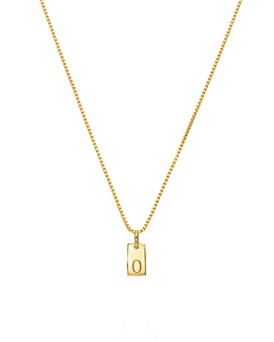 Single Initial Mini Dogtag Necklace - 18K Gold Vermeil Necklaces magal-dev 1 Tag 16" 