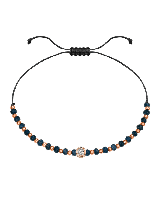 Lapis Gemstone String of Love Bracelet for Wisdom - 14K Rose Gold Bracelets 14K Solid Gold Black Large: 0.1ct 