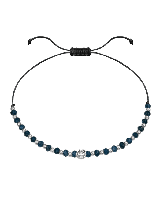 Lapis Gemstone String of Love Bracelet for Wisdom - 14K White Gold Bracelets 14K Solid Gold Black Large: 0.1ct 