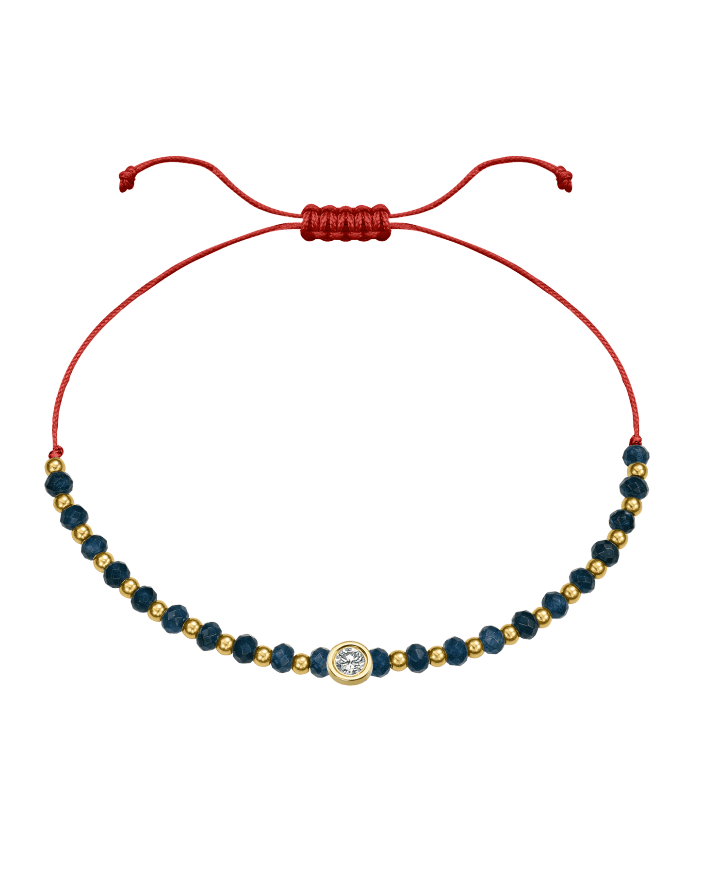 Lapis Gemstone String of Love Bracelet for Wisdom - 14K Yellow Gold Bracelets 14K Solid Gold Red Large: 0.1ct 