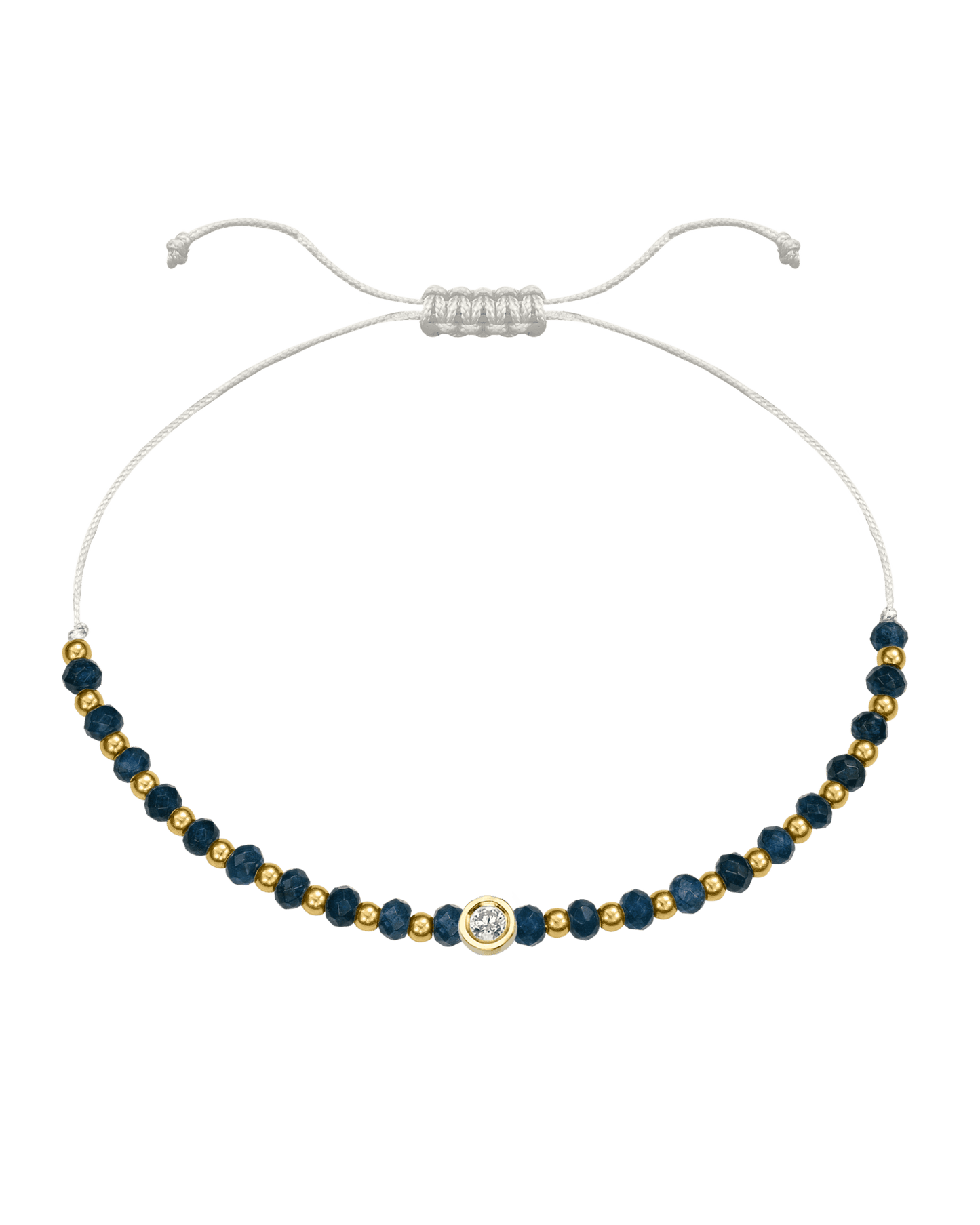 Lapis Gemstone String of Love Bracelet for Wisdom - 14K Yellow Gold Bracelets 14K Solid Gold Pearl Medium: 0.04ct 