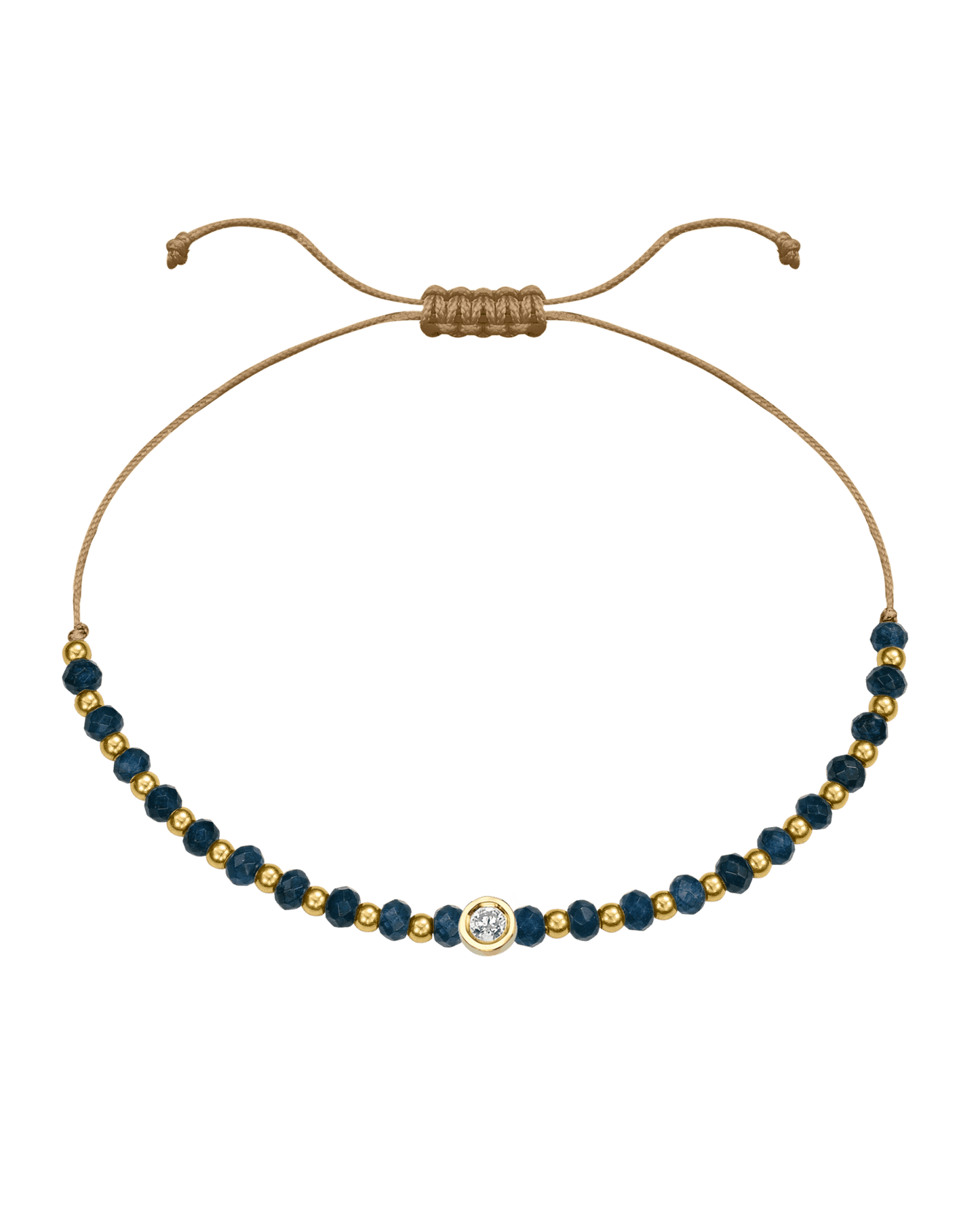 Lapis Gemstone String of Love Bracelet for Wisdom - 14K Yellow Gold Bracelets 14K Solid Gold Camel Medium: 0.04ct 