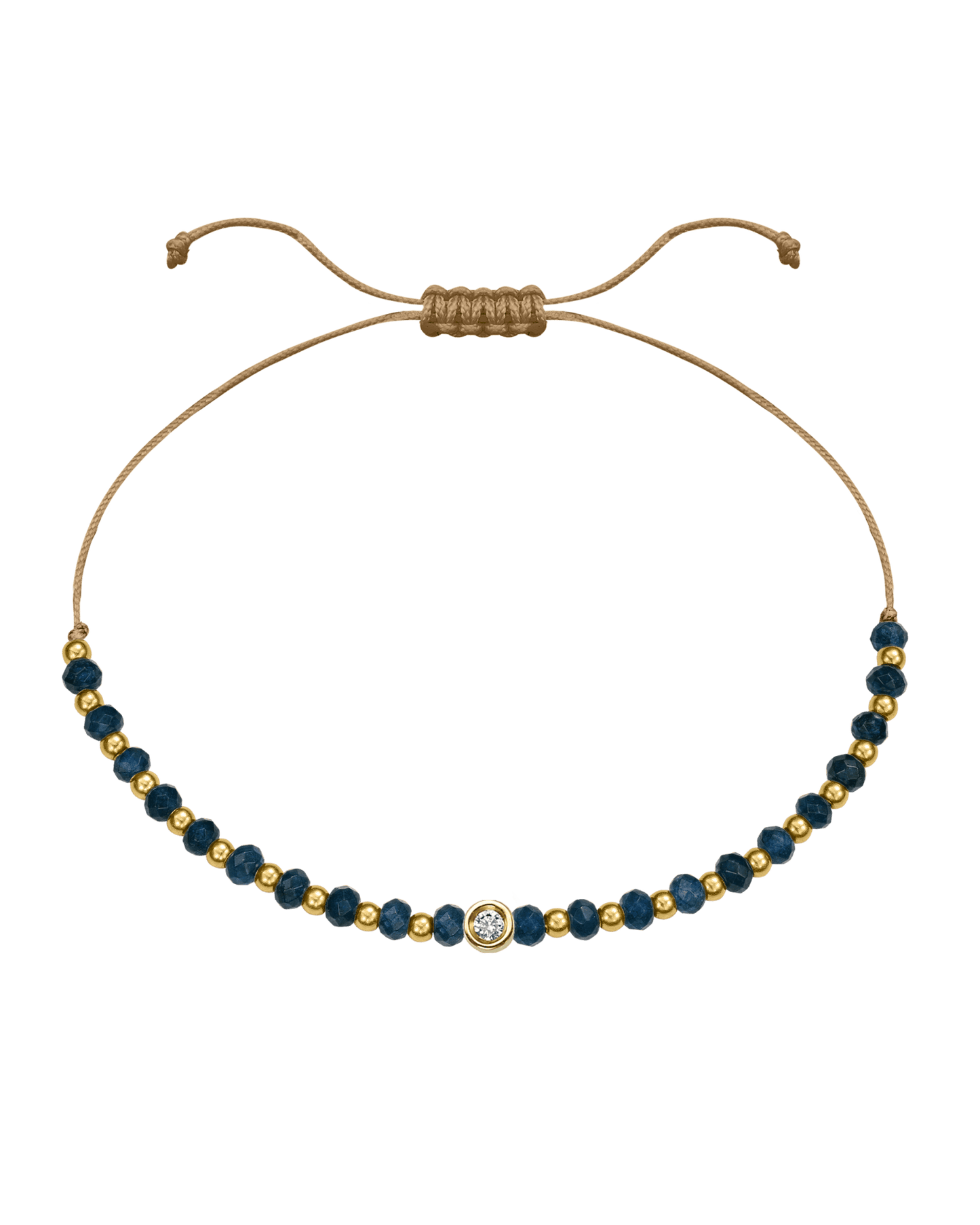 Lapis Gemstone String of Love Bracelet for Wisdom - 14K Yellow Gold Bracelets 14K Solid Gold Camel Small: 0.03ct 